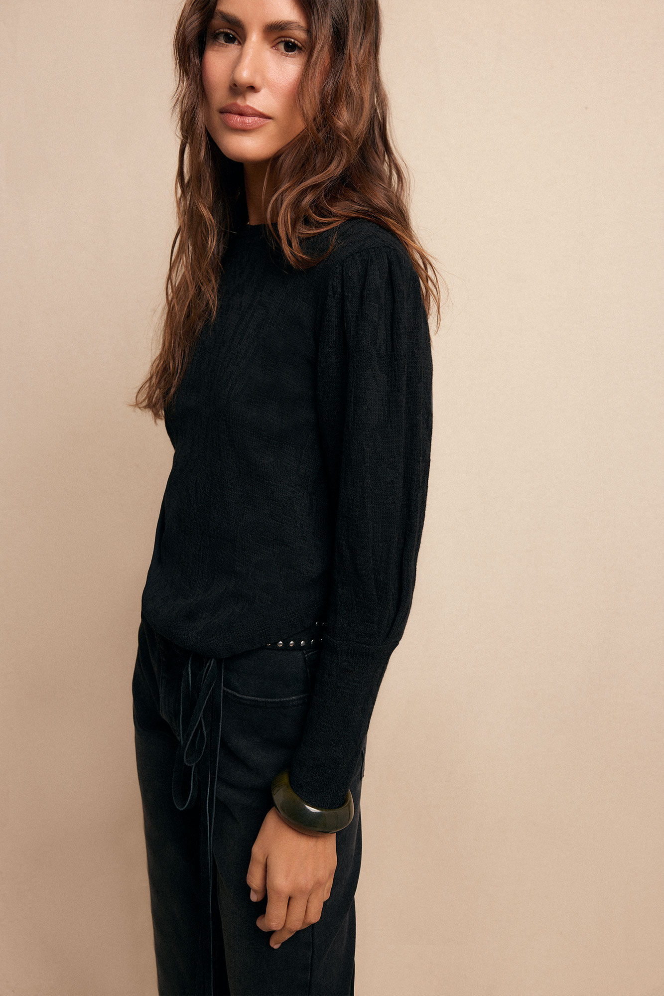 Slowlove Top estructura frunce Black