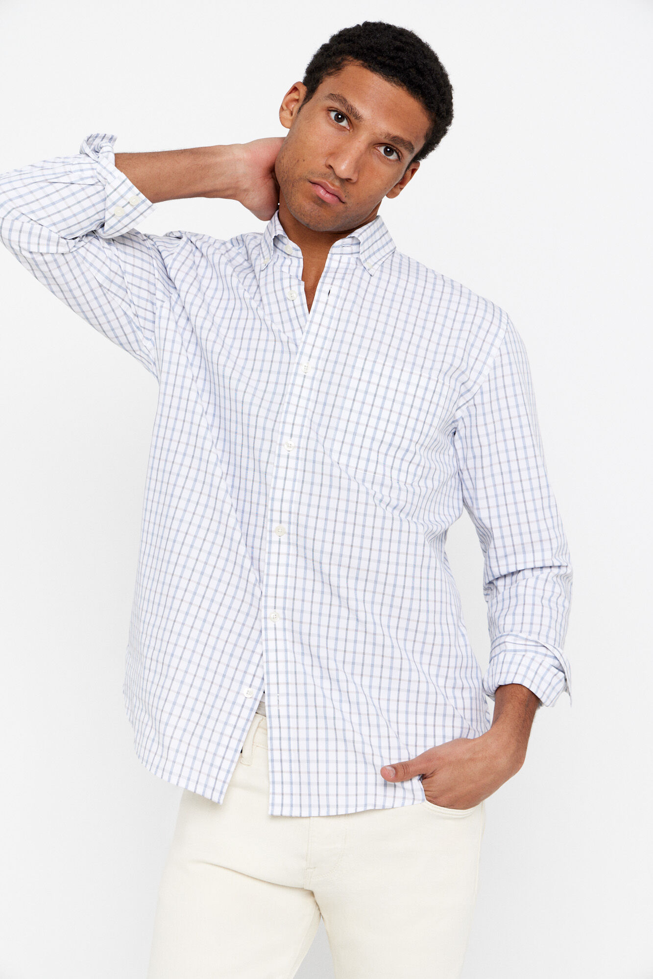 Cortefiel Checked Coolmax shirt Blue