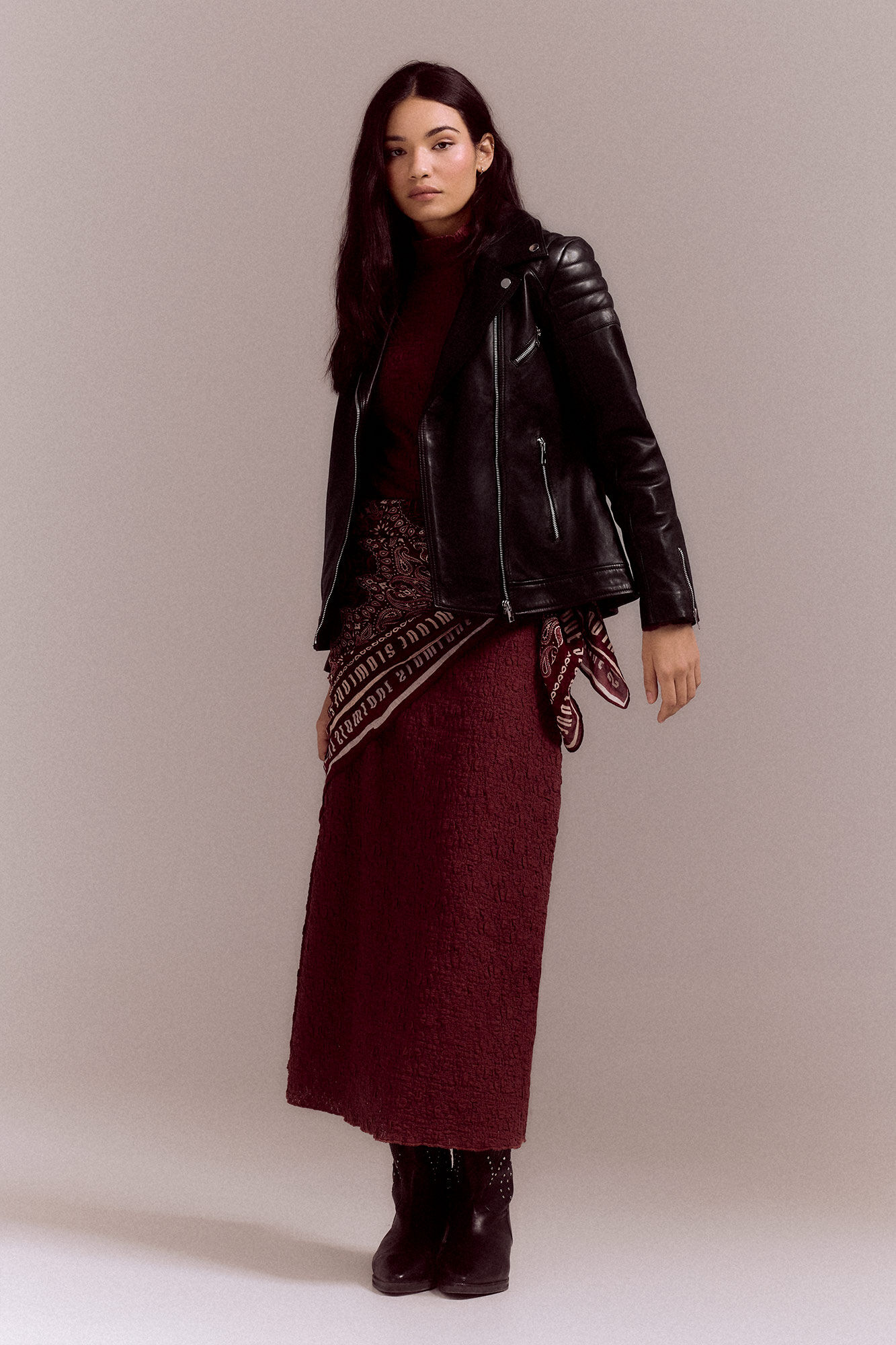 Slowlove Nappa biker jacket with padded shoulders Black