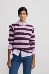 Silbon Sweatshirt feminino com ombreiras riscas Multicolorido