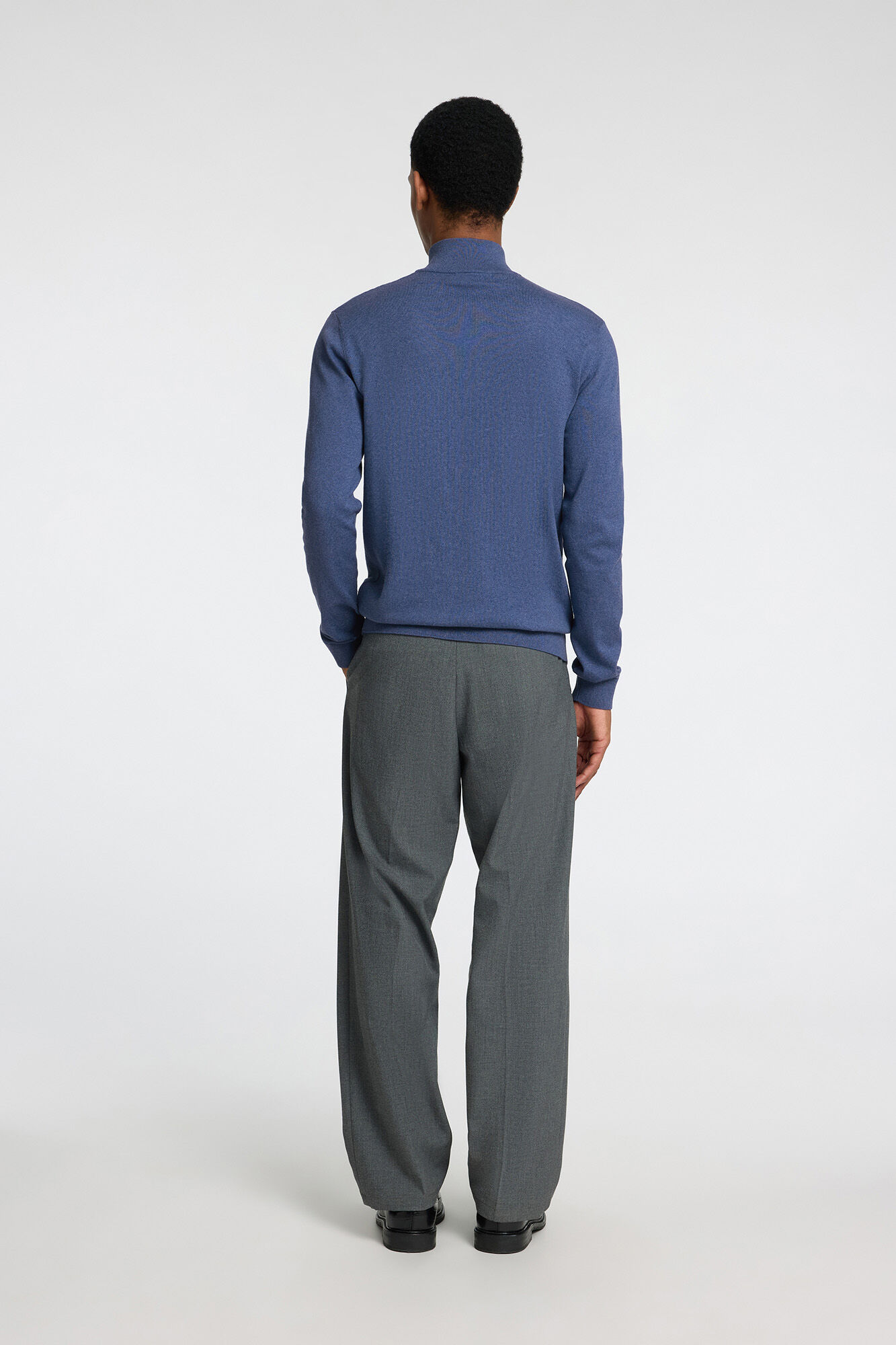 Selected Knitted pullover with half zip 100% cotton Navy