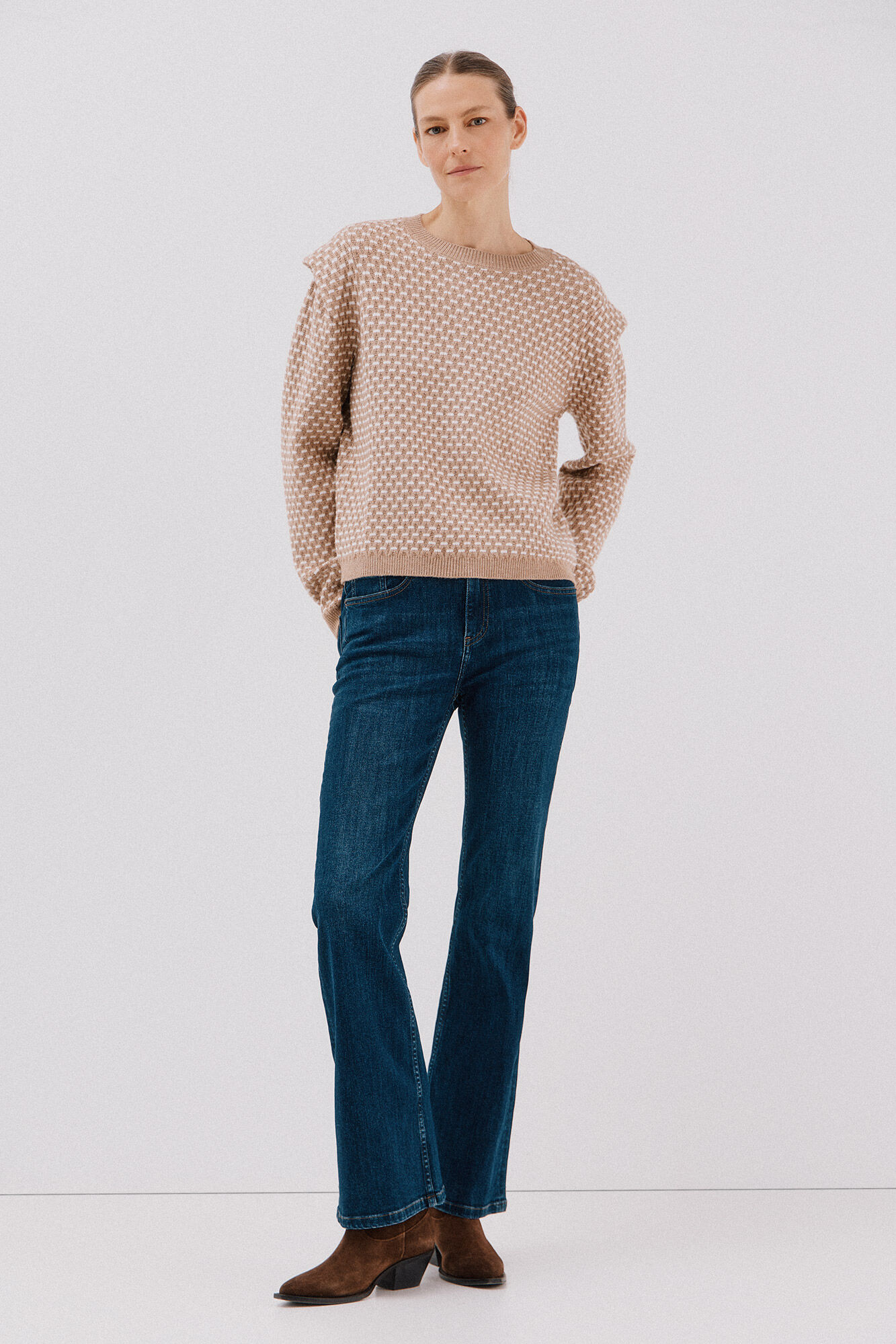 Cortefiel Jersey with marked shoulders Beige