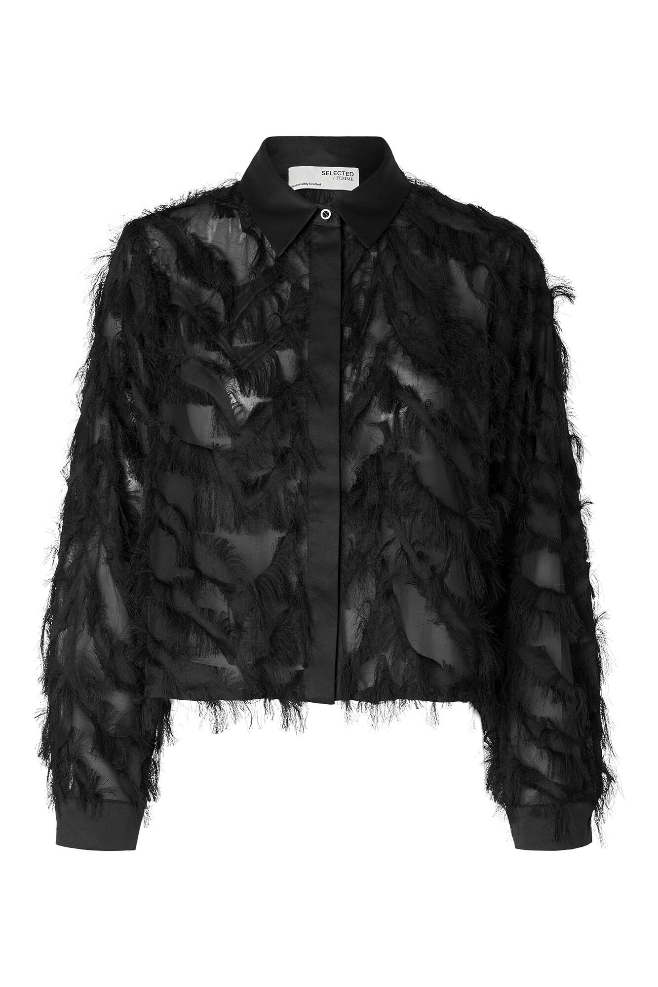 Selected Femme Camisa fofa de manga comprida . Preto