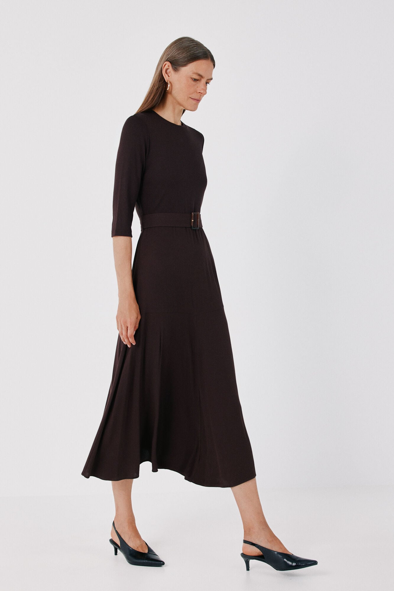 Cortefiel Combined dress Dark brown