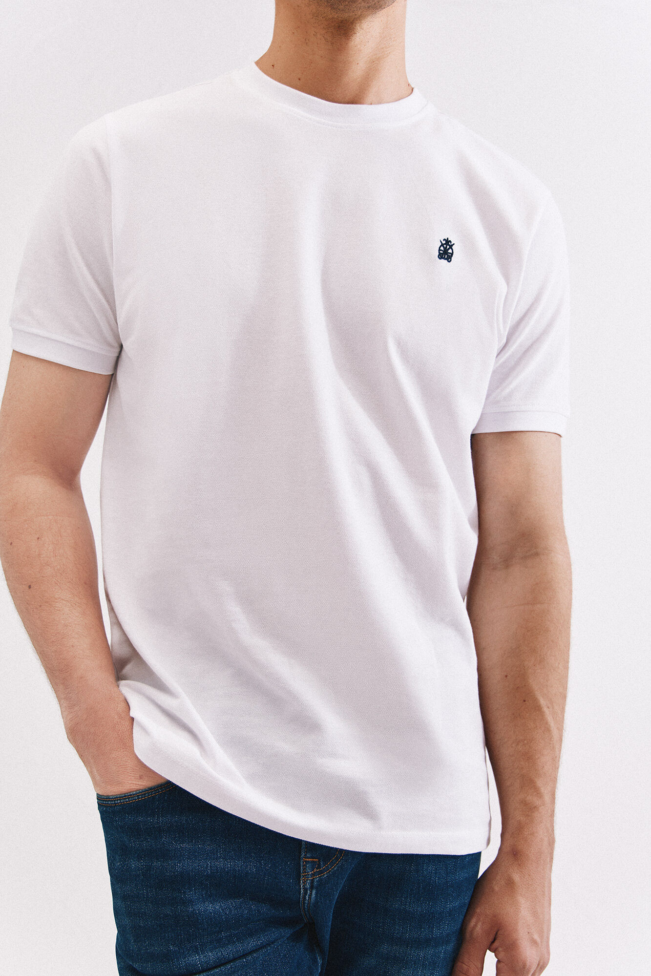 Cortefiel Basic piqu&eacute; t-shirt White