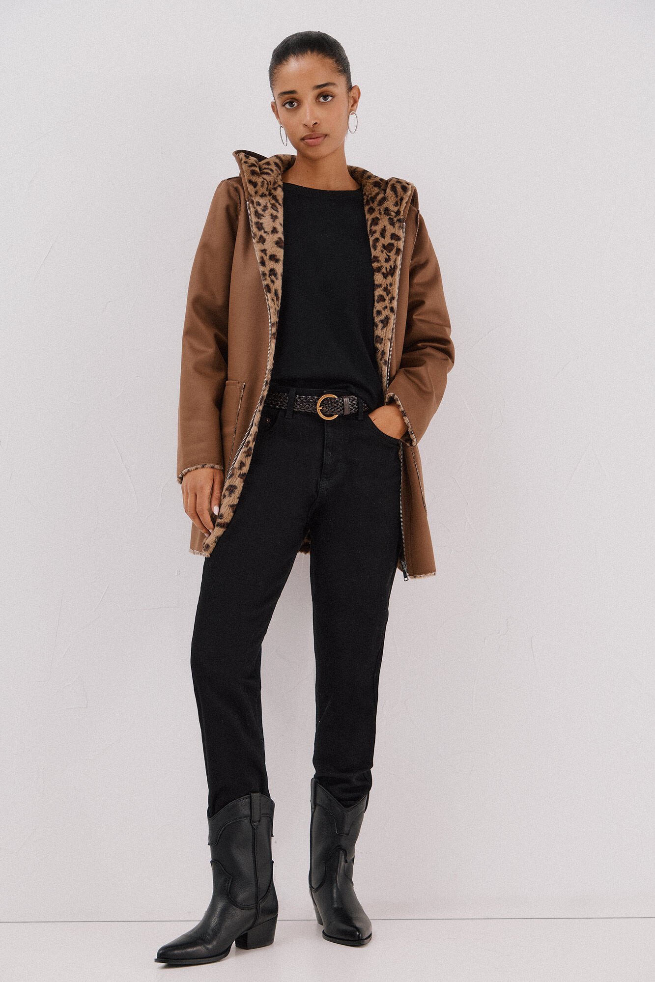 Cortefiel reversible double-sided effect coat Dark brown