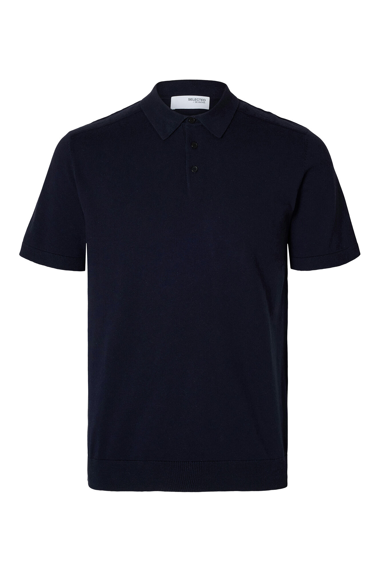 Selected Polo manga curta em malha Azul