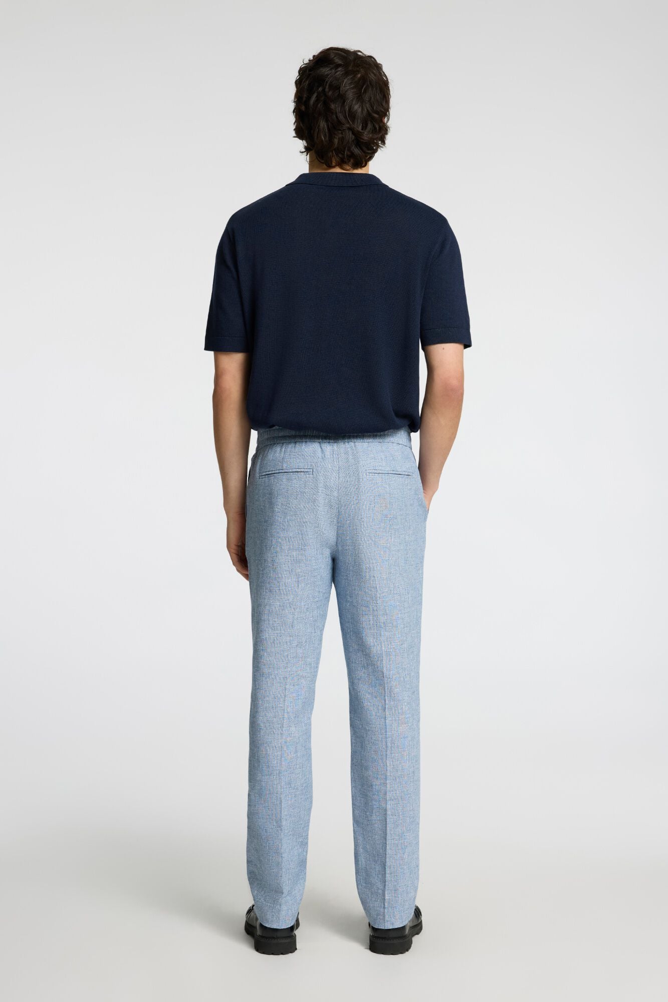 Selected Cal&ccedil;a de linho de vestir Azul