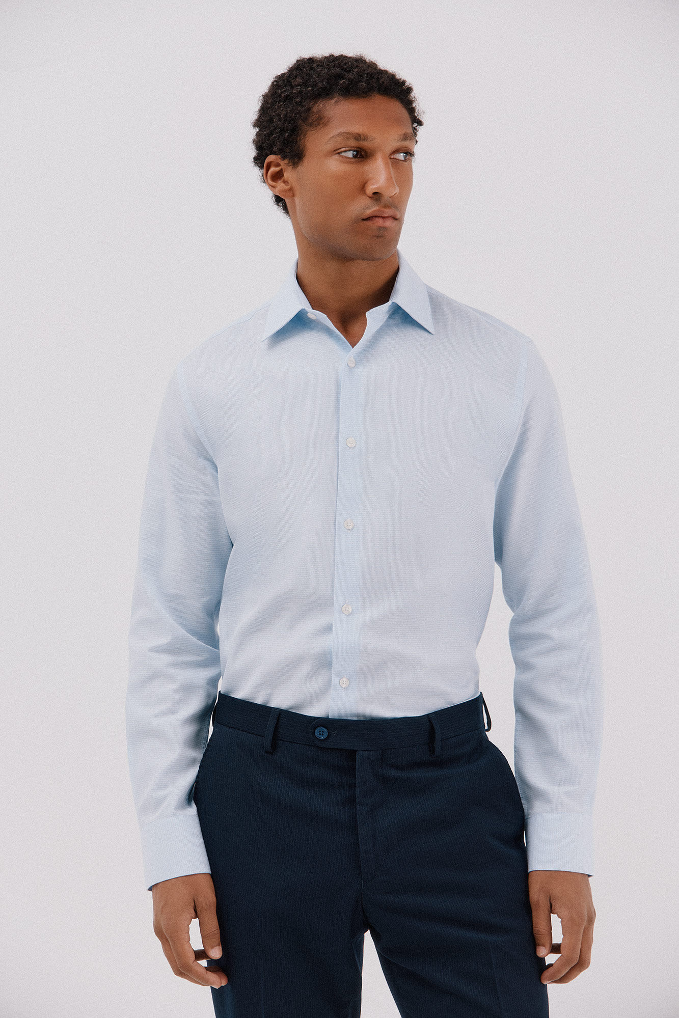 Cortefiel Tencel cotton houndstooth dress shirt