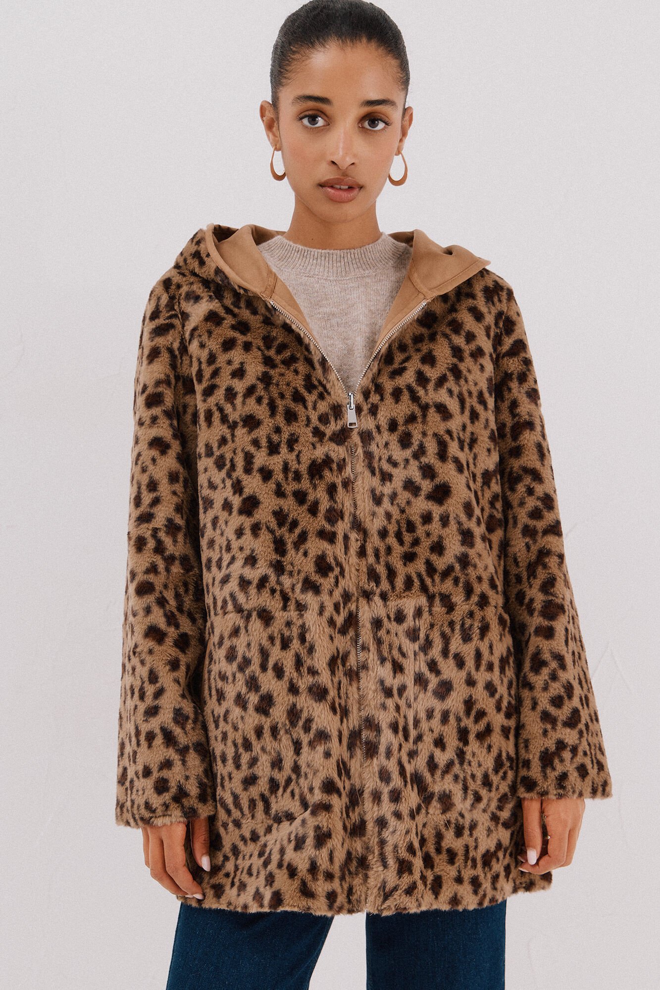 Cortefiel reversible double-sided effect coat Beige