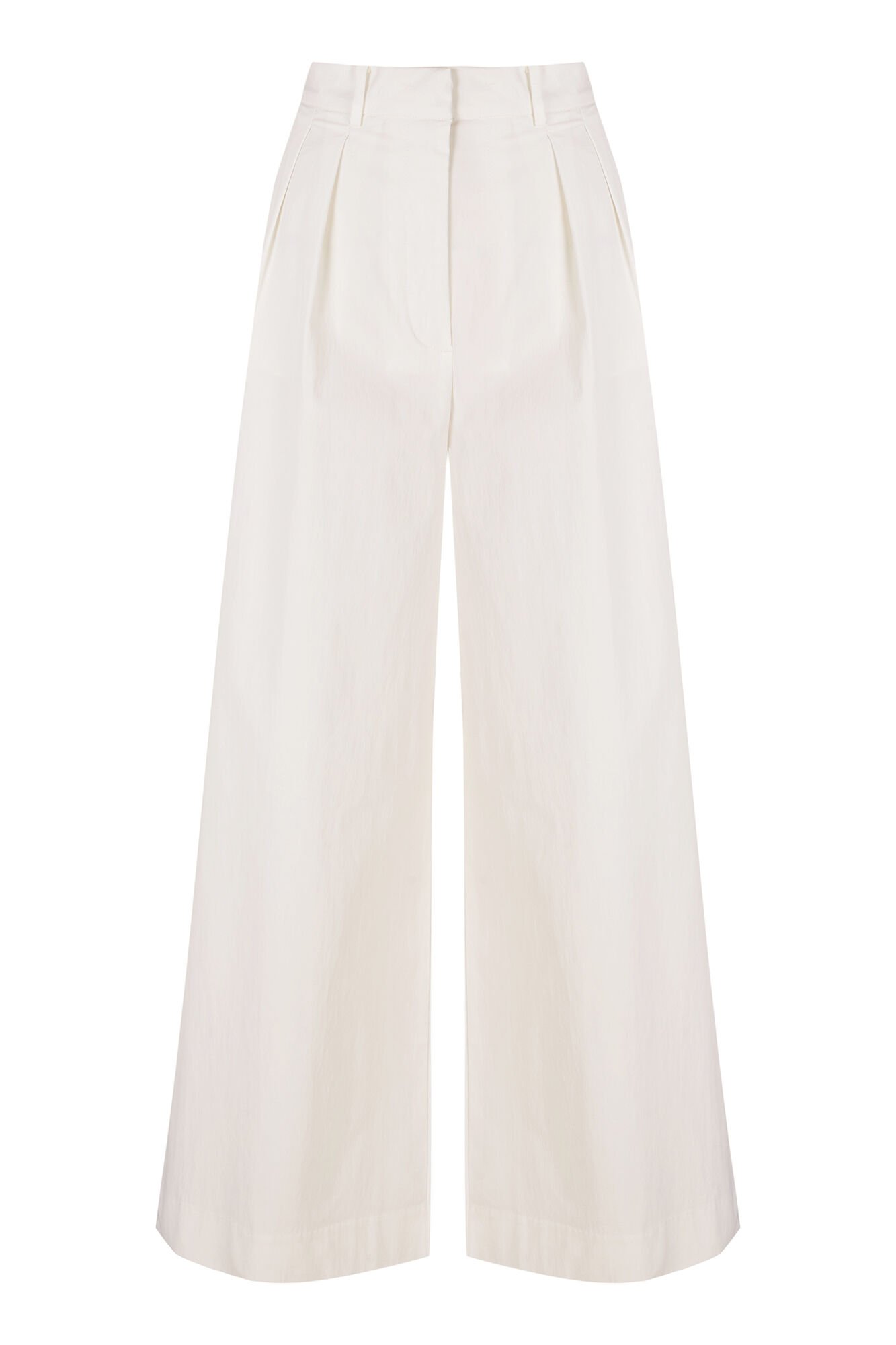 Cortefiel Cotton pleated trousers Ivory