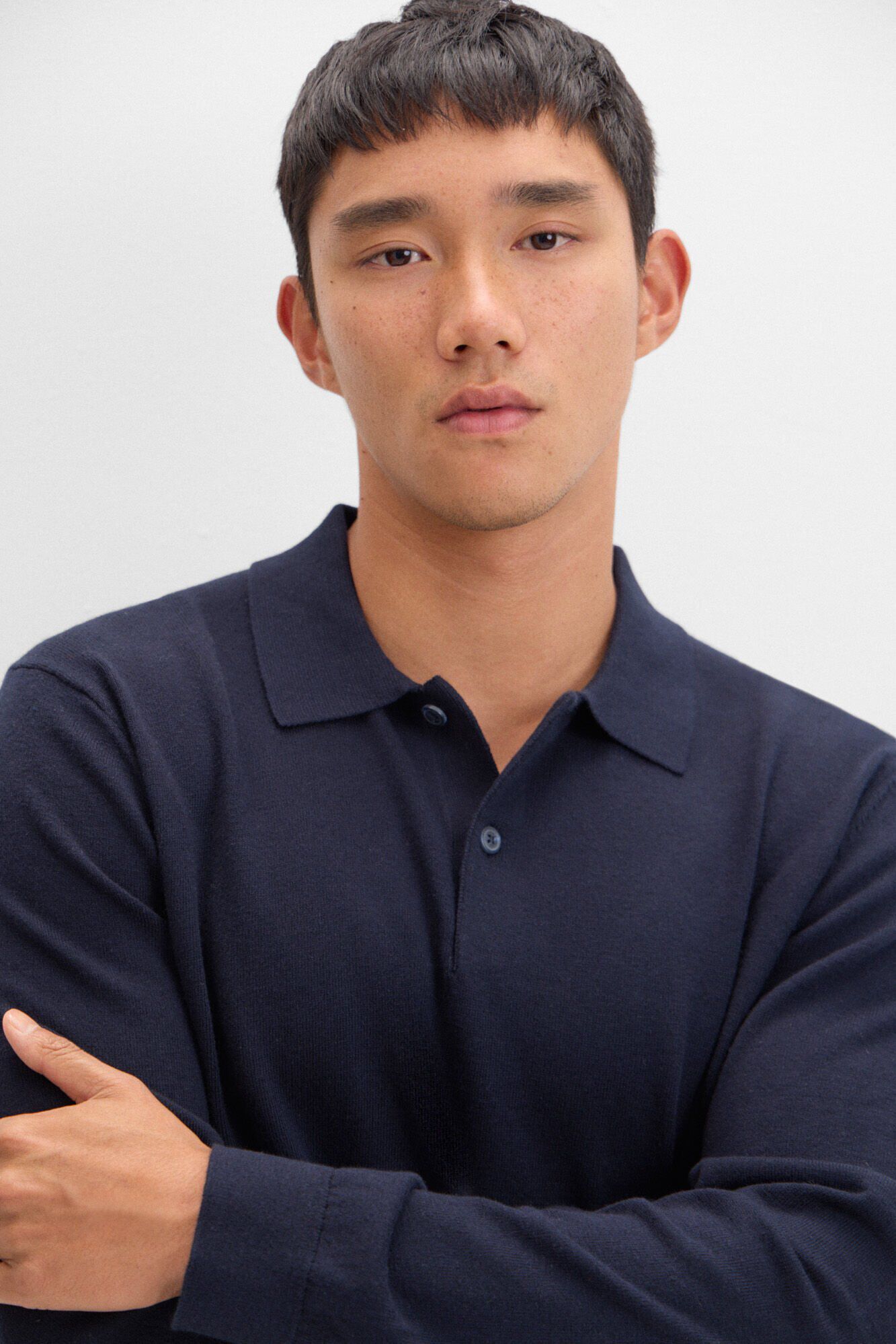 Cortefiel Cotton cashmere polo shirt neck jersey Navy