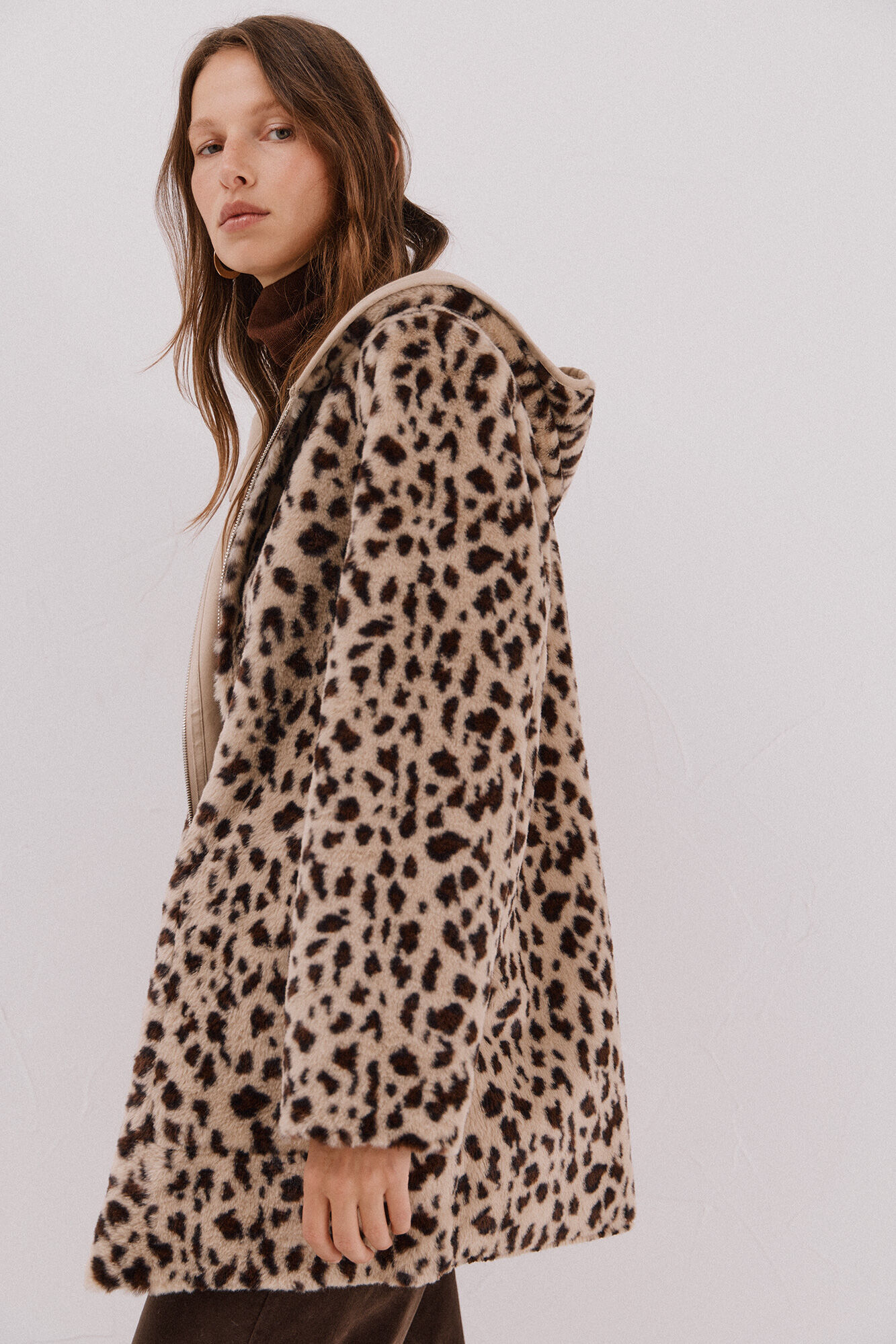 Cortefiel reversible double-sided effect coat Ivory