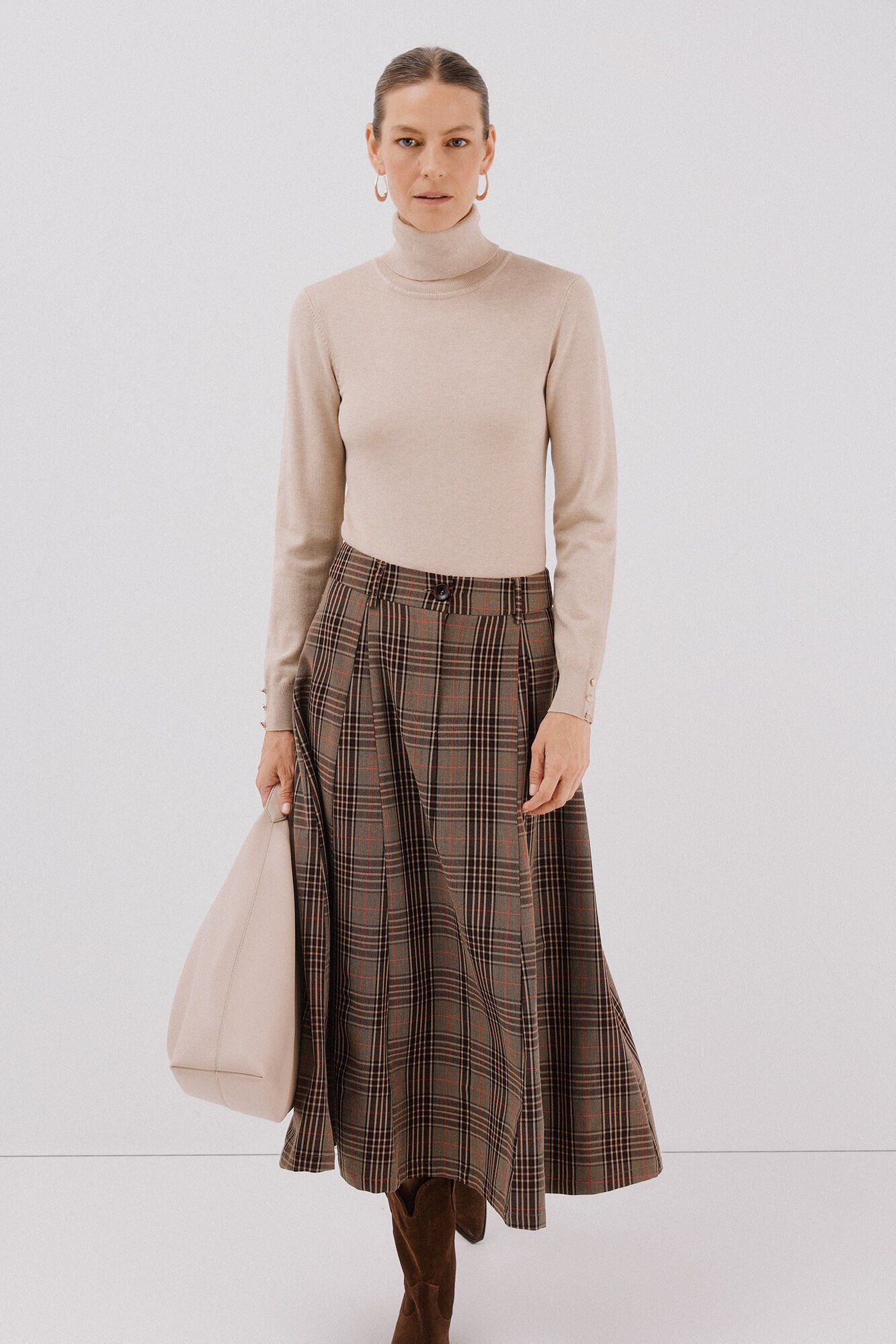 Cortefiel Plaid midi cape skirt