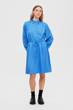 Cortefiel Satin-finish shirt dress made with Lenzing ECOVERO. Blue
