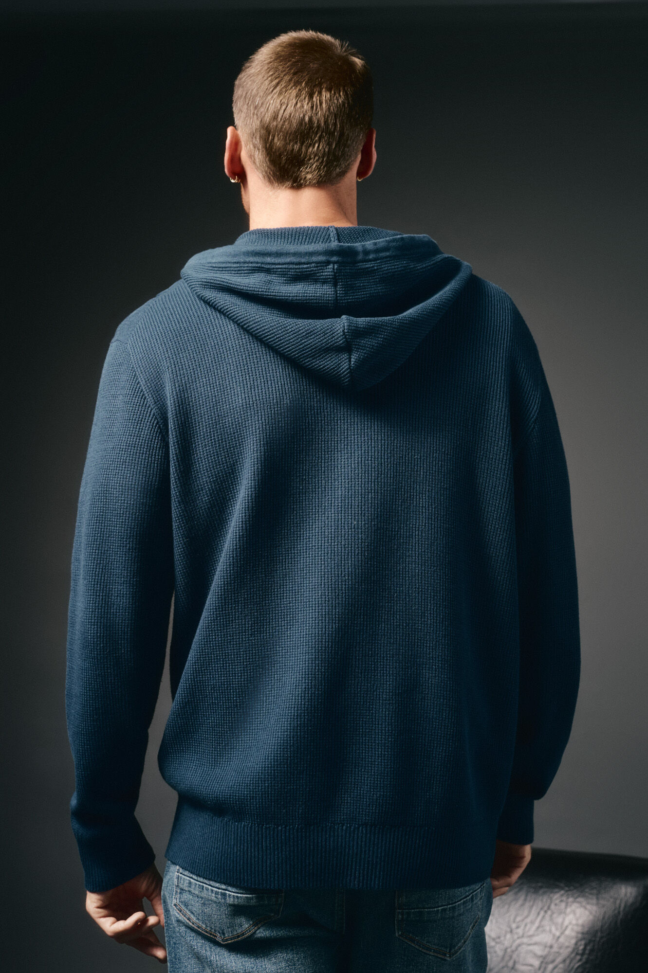 OOTO Cardigan com capuz e fecho-&eacute;clair Azul