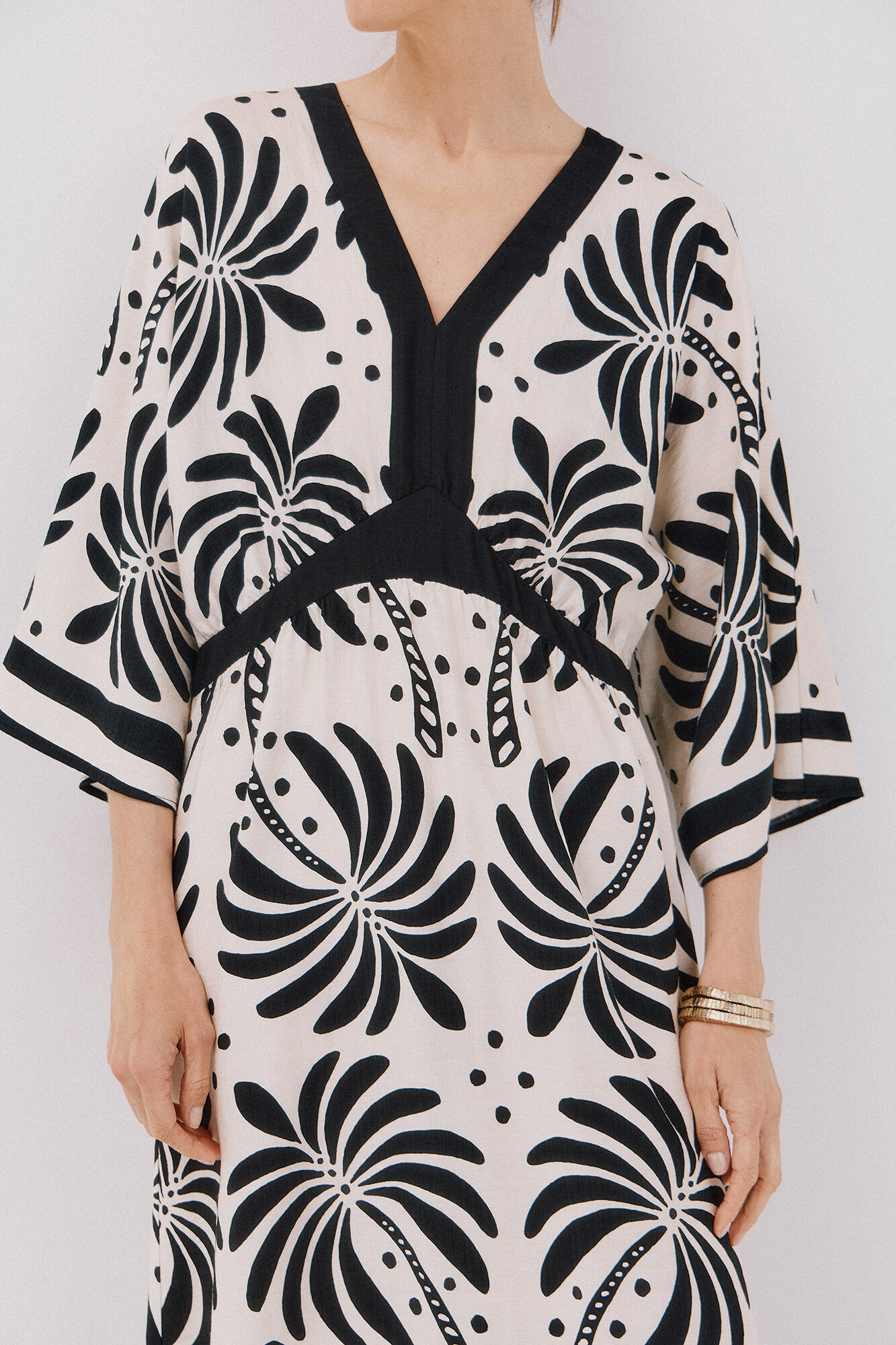 Cortefiel Long printed dress Multicolour