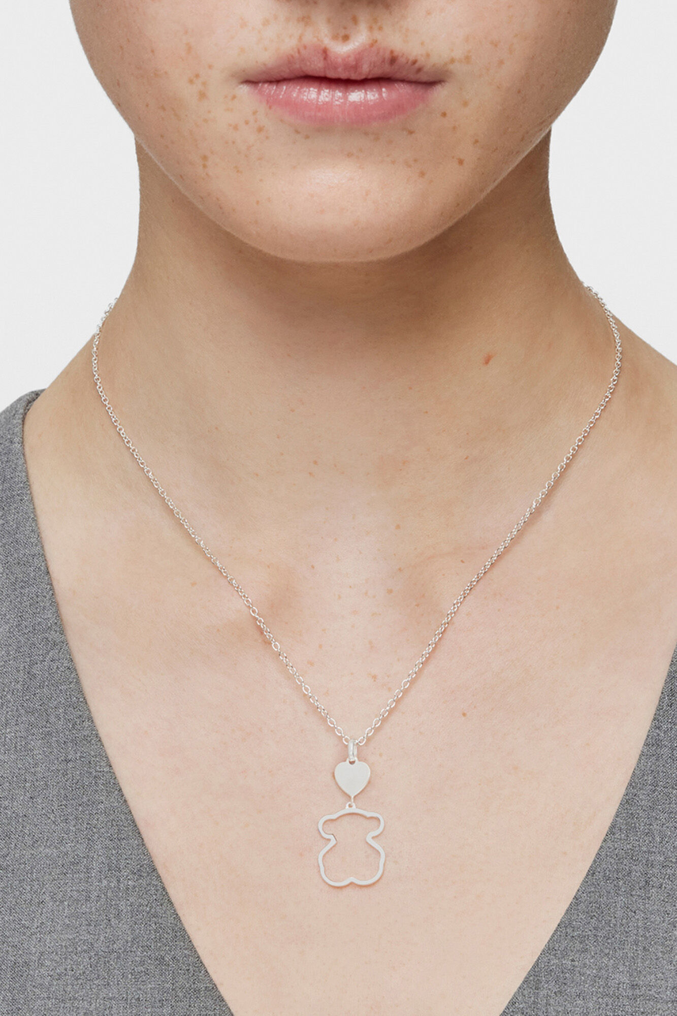 Tous Collar de plata motivo oso New Silueta Gris
