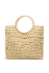 Cortefiel Raffia braided pouch Nude