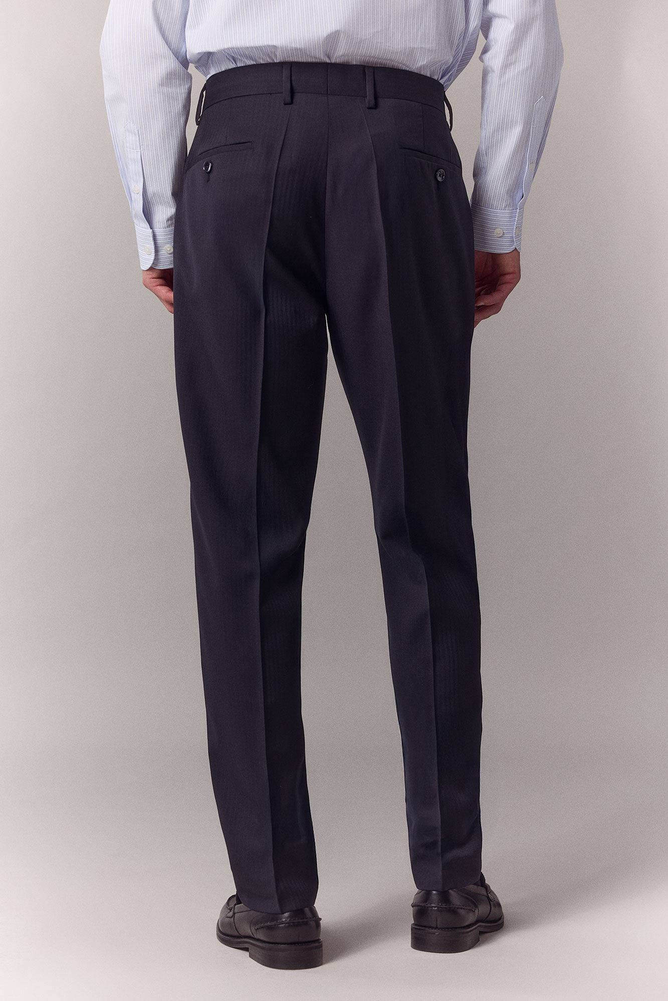 OOTO Herringbone tailored trousers Navy