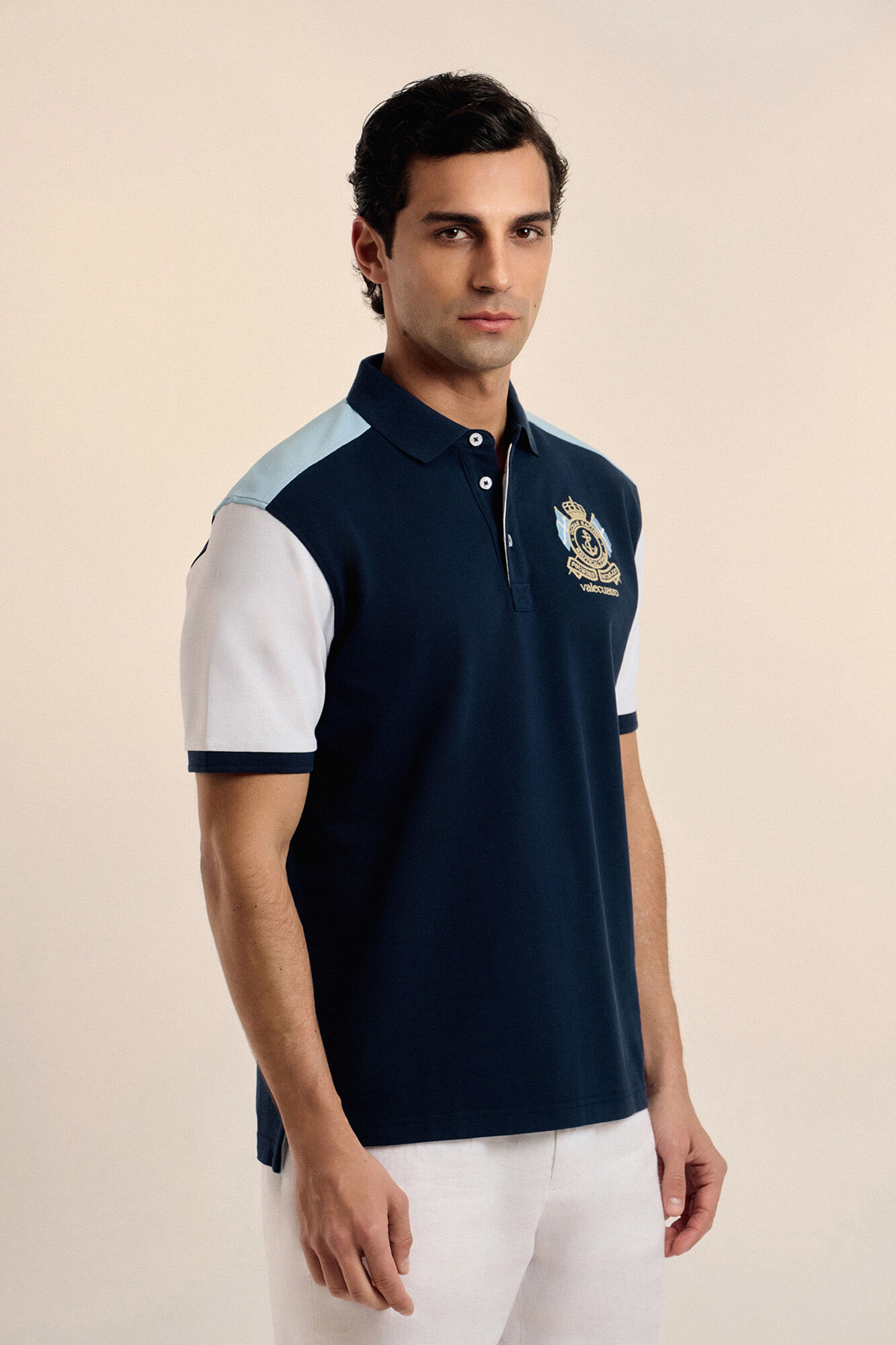 Valecuatro Tricolor polo shirt Navy