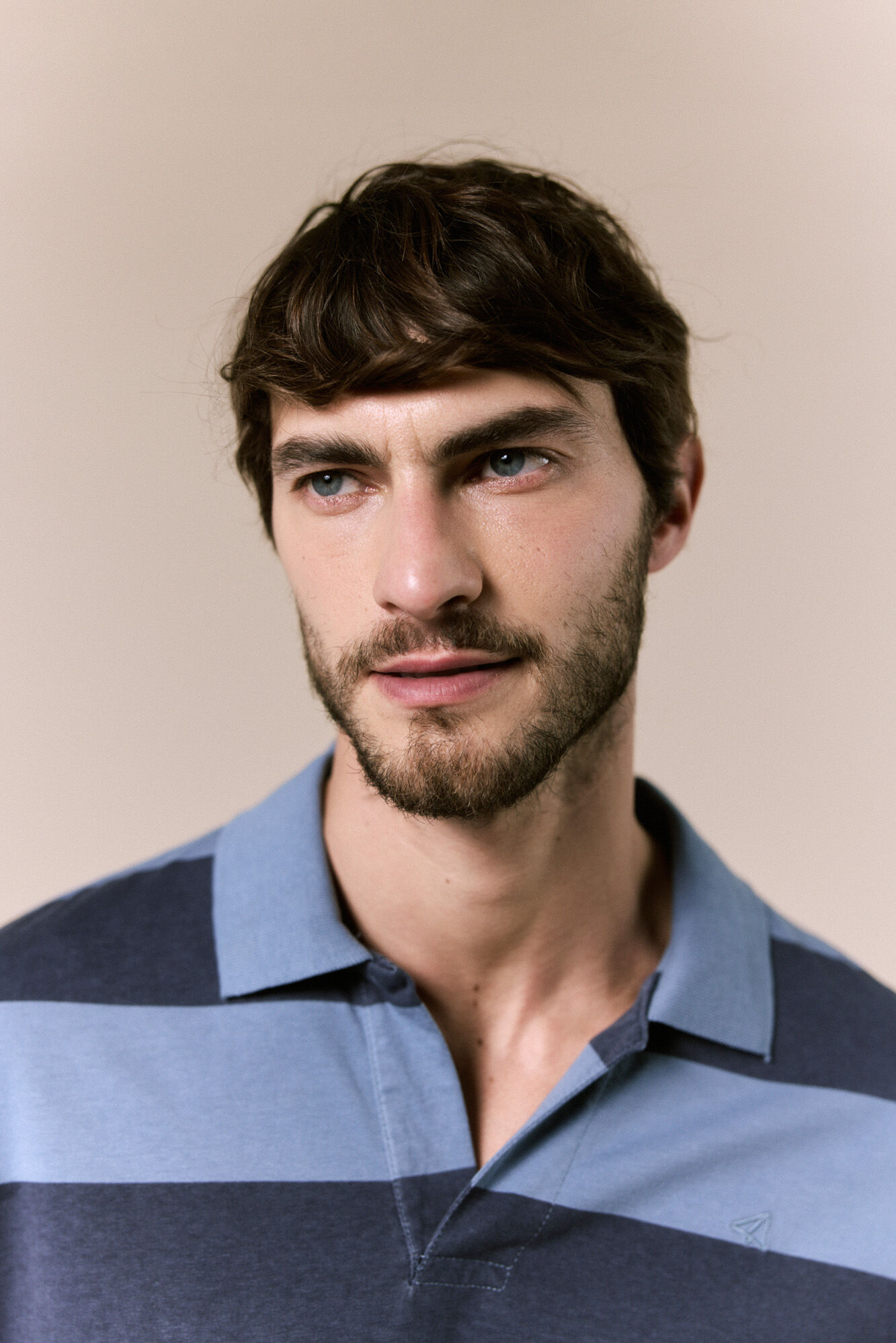 OOTO Striped washed polo shirt Blue