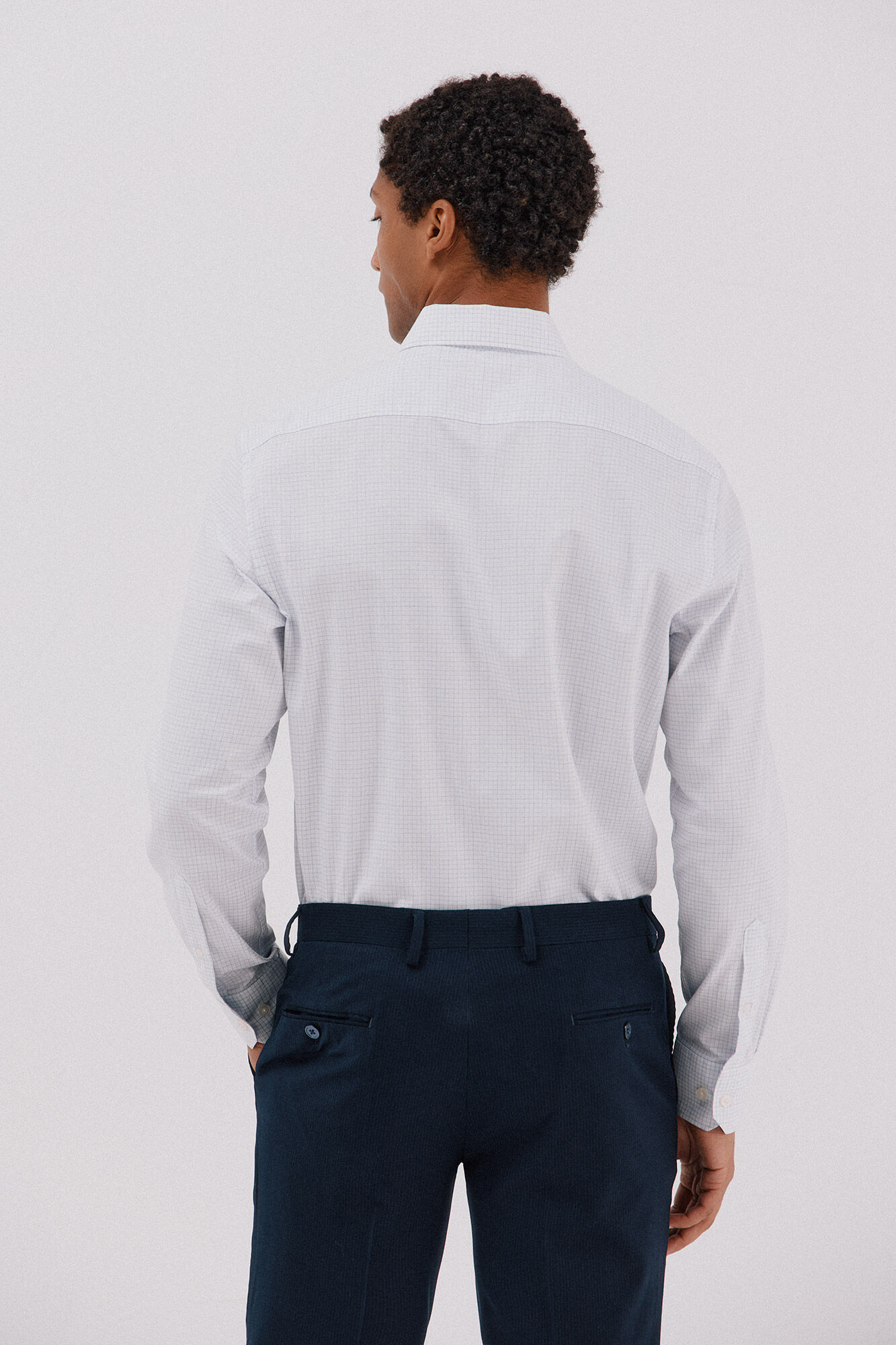 Cortefiel Easy-iron checked dress shirt Printed white