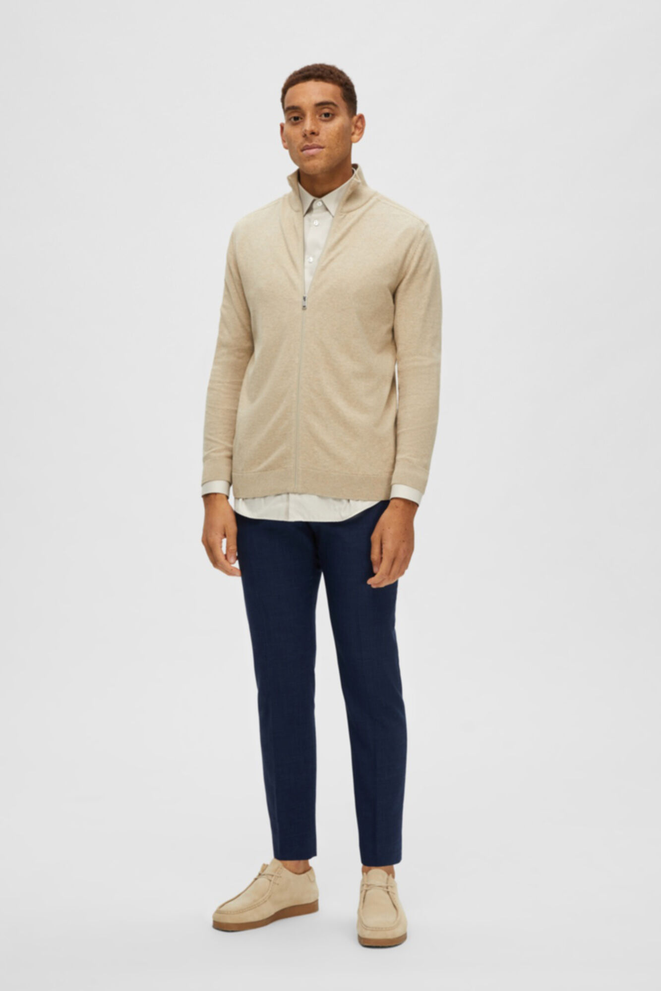 Selected C&aacute;rdigan de cremallera 100% algod&oacute;n Verde