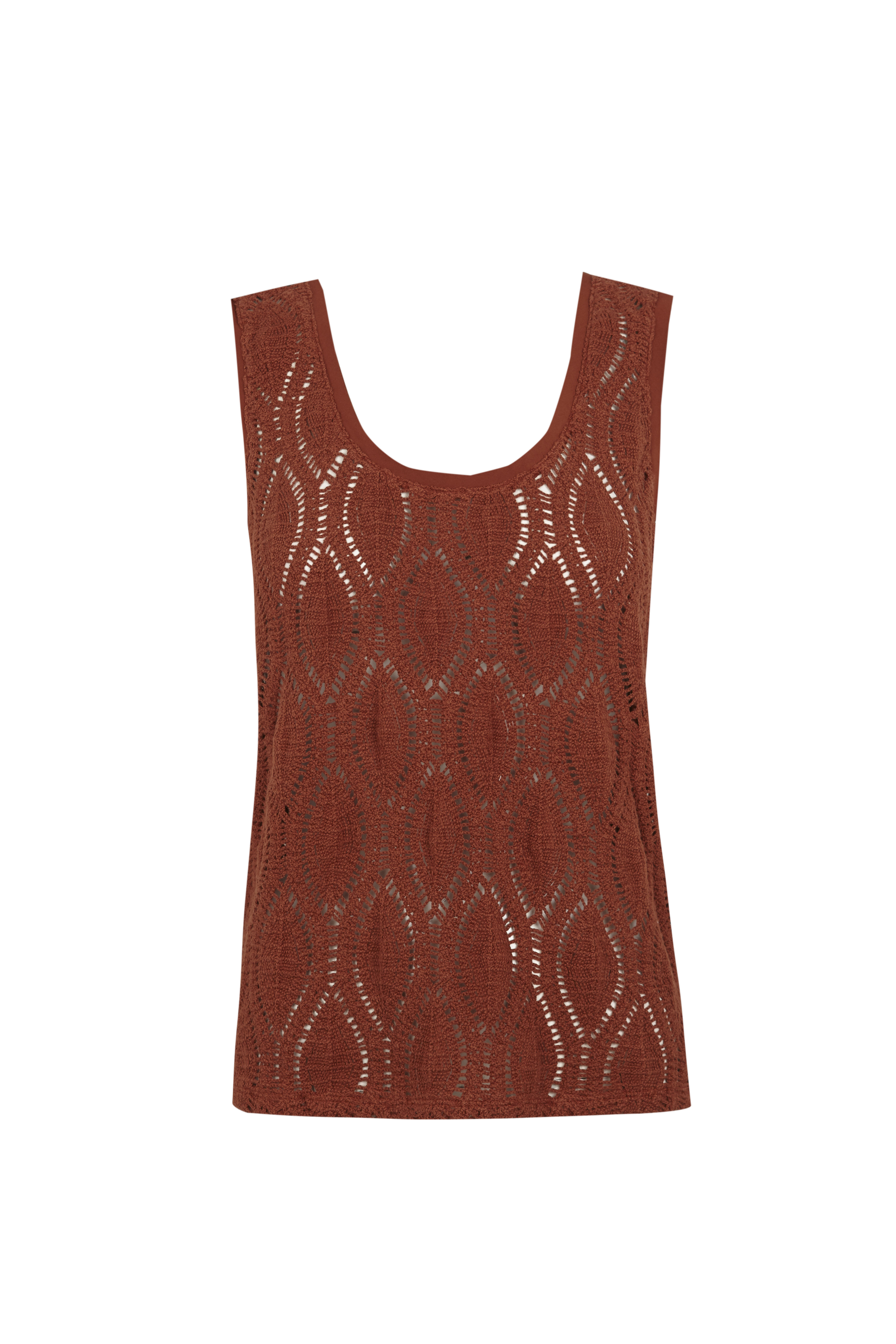 Slowlove Top tirantes crochet Castanho