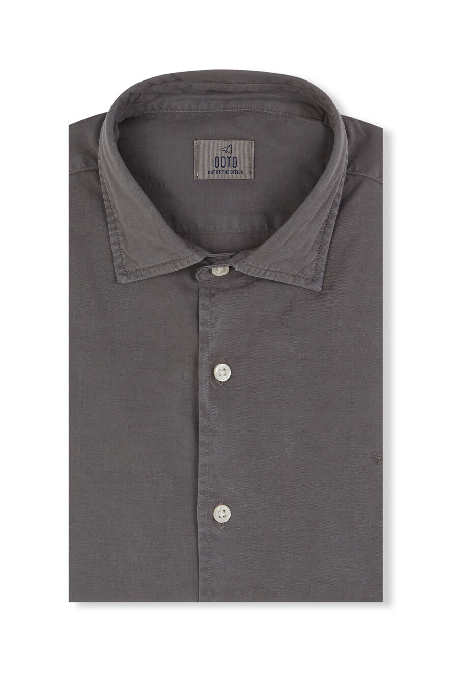 OOTO Camisa liso de algod&atilde;o tencel sarja Cinzento
