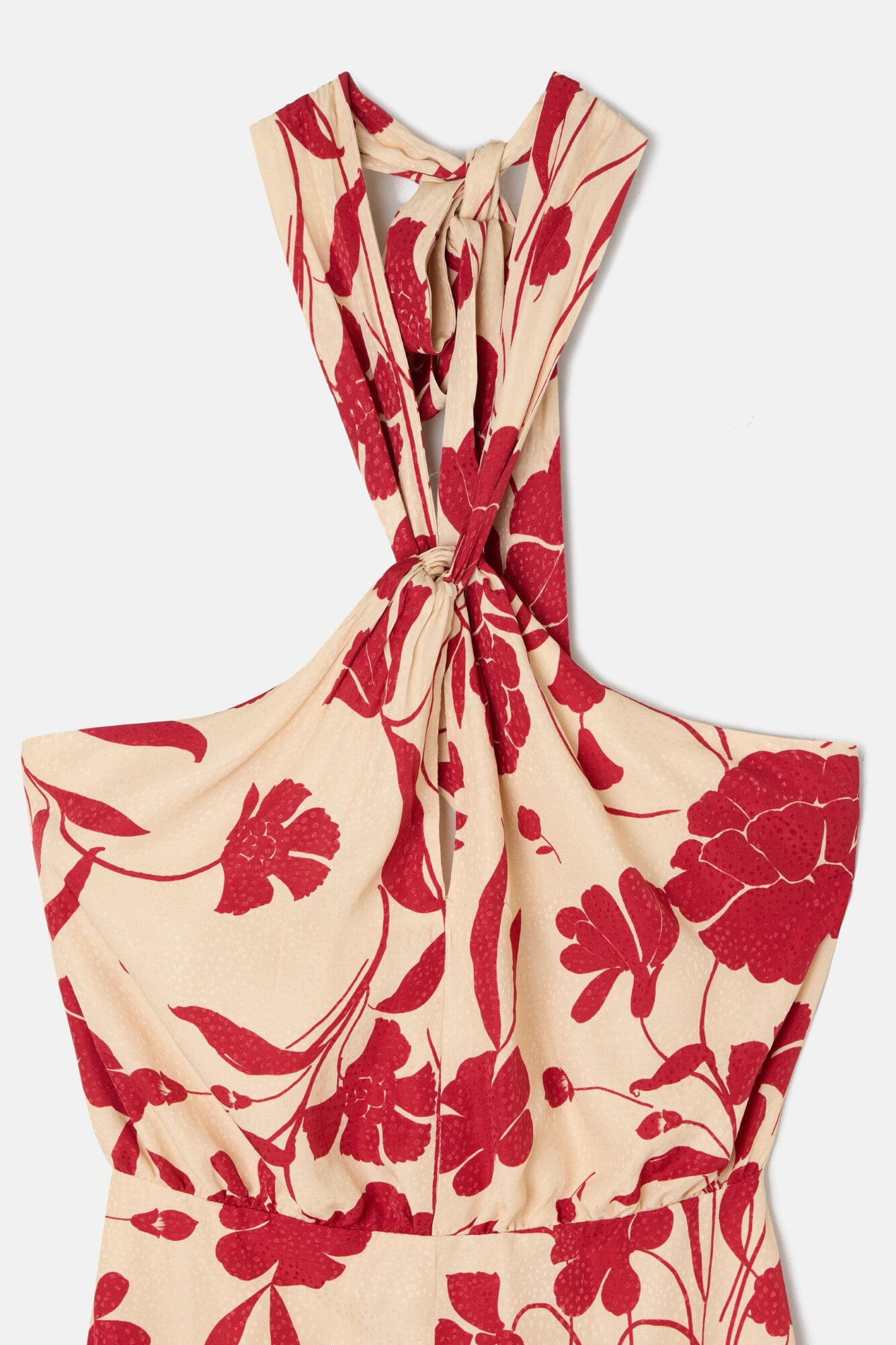 Silbon Vestido gola halter com estampado floral Vermelho