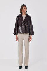 Cortefiel Shiny fabric short trench Maroon