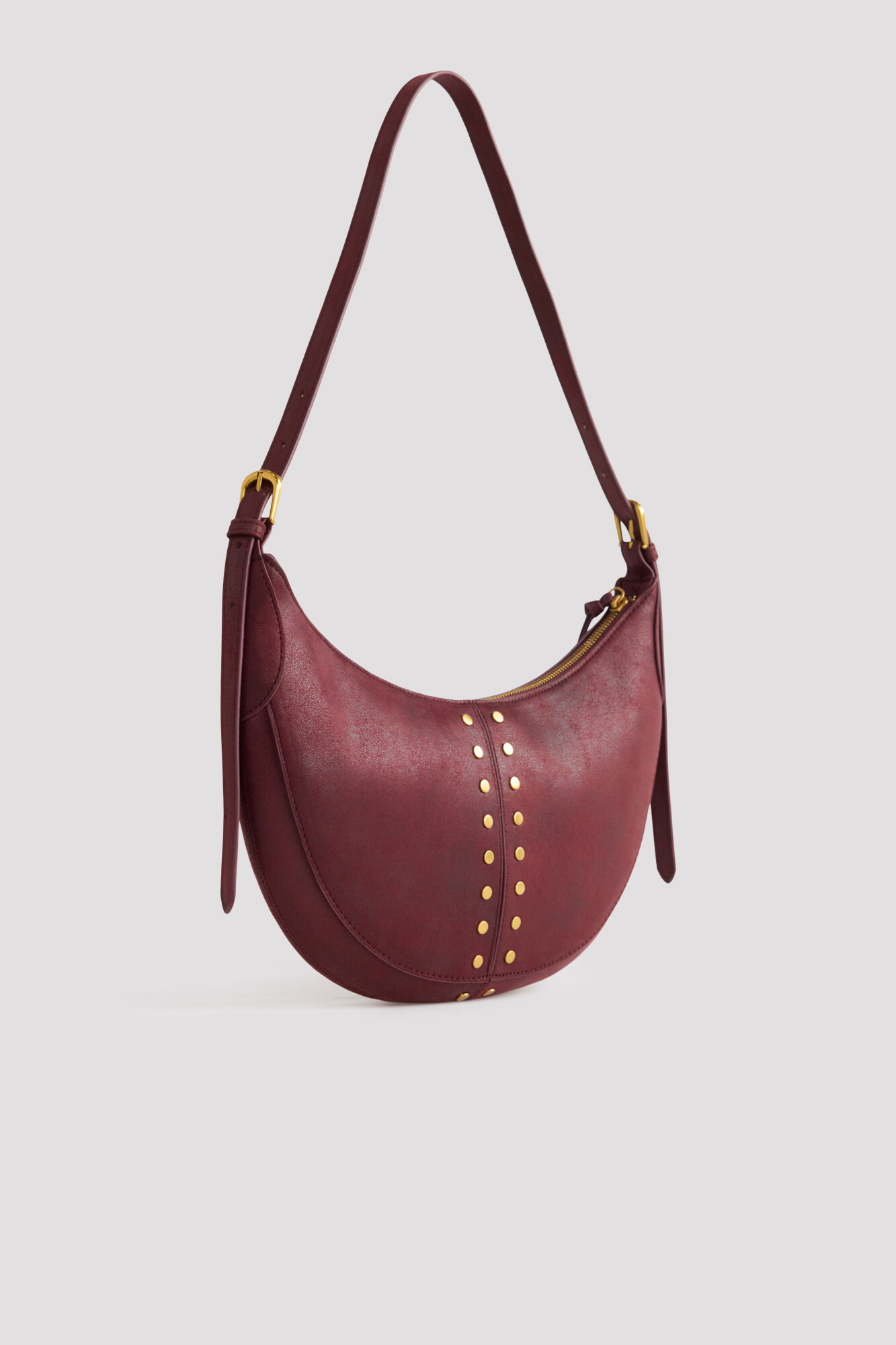 Cortefiel Crossbody bag with studs Maroon