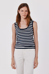 Cortefiel Striped knit top Navy