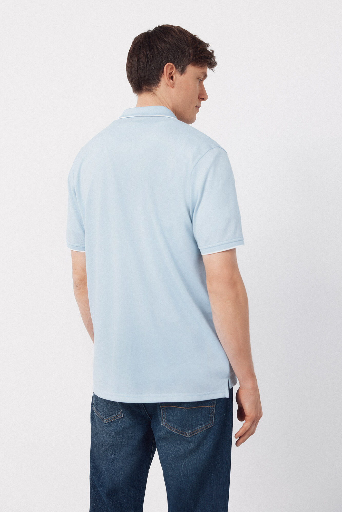 Cortefiel Coolmax&reg; jacquard collar polo shirt Blue