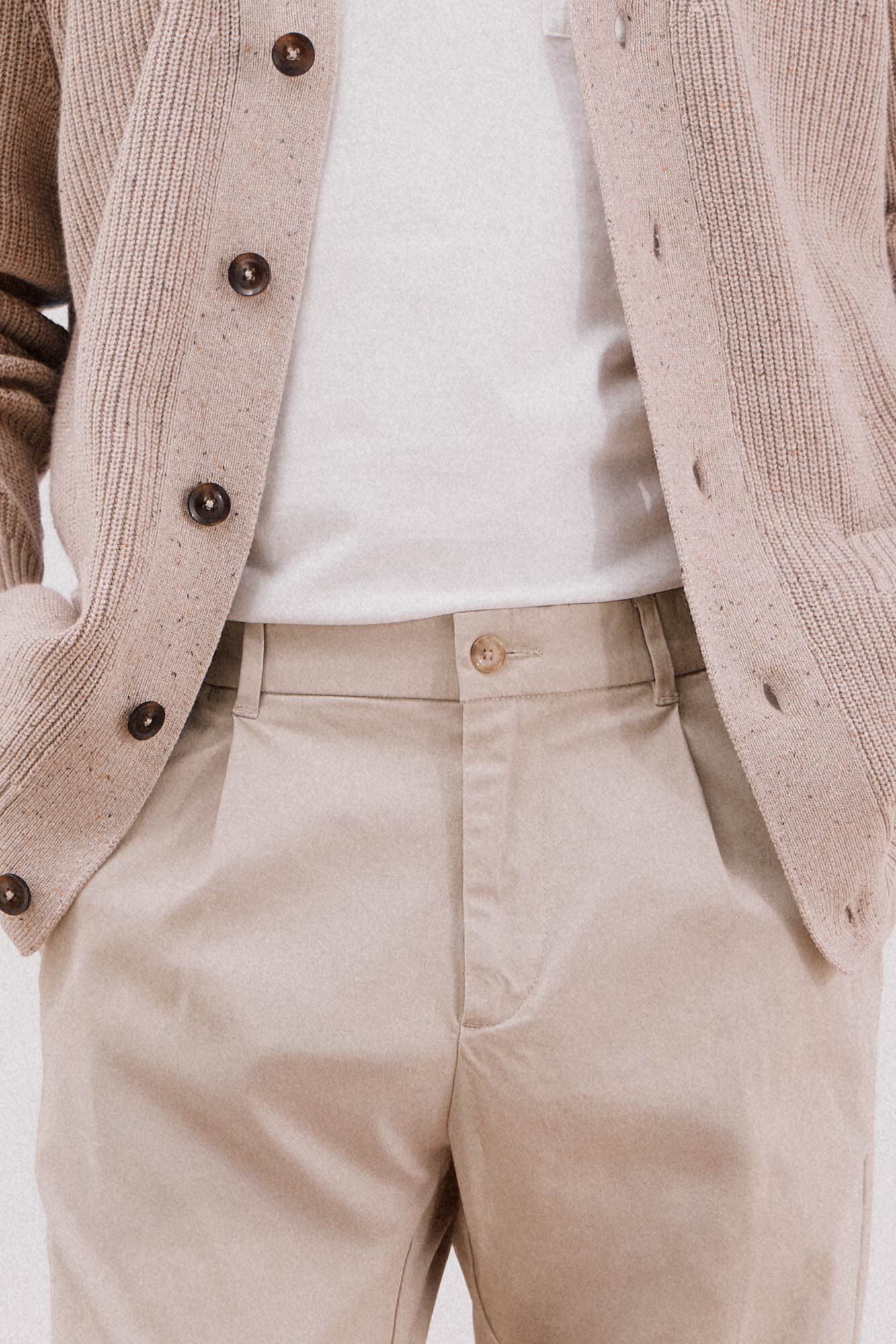 Cortefiel Tapered fit comfort chinos pants Beige