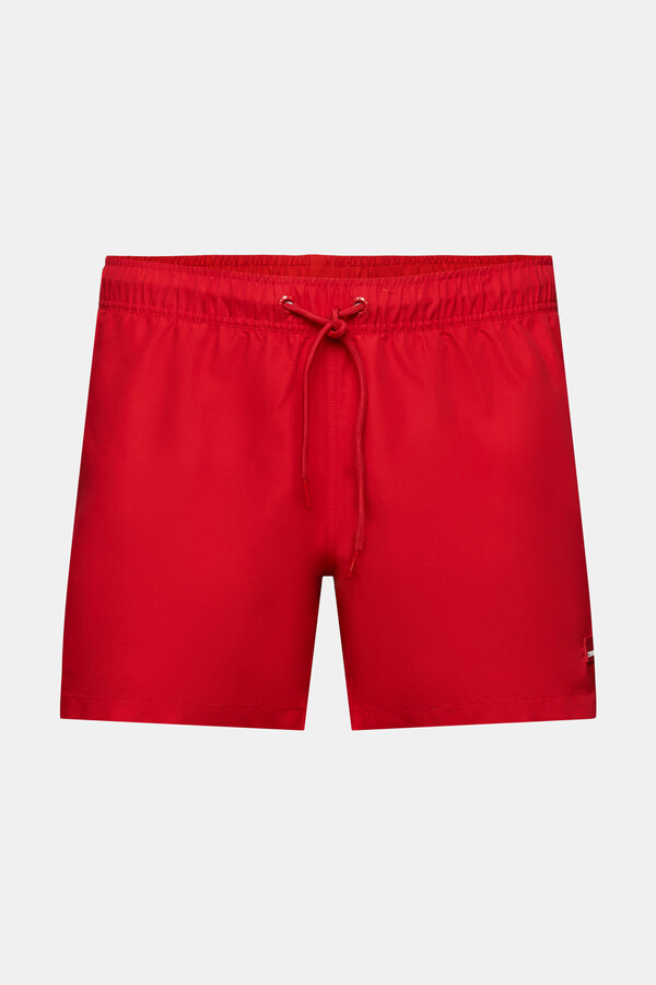 Cortefiel Plain quick-dry Bermuda swim shorts Red