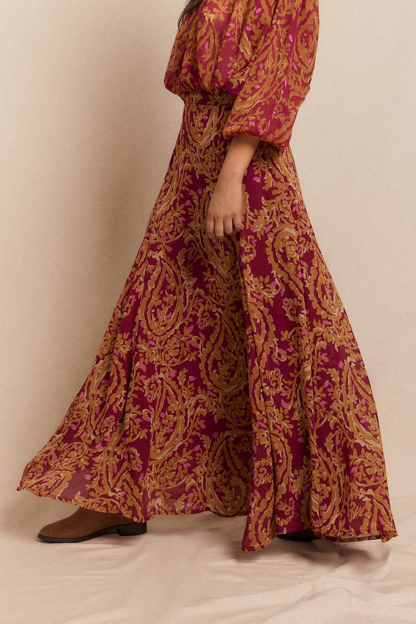 Slowlove Saia midi capa estampada Vermelho