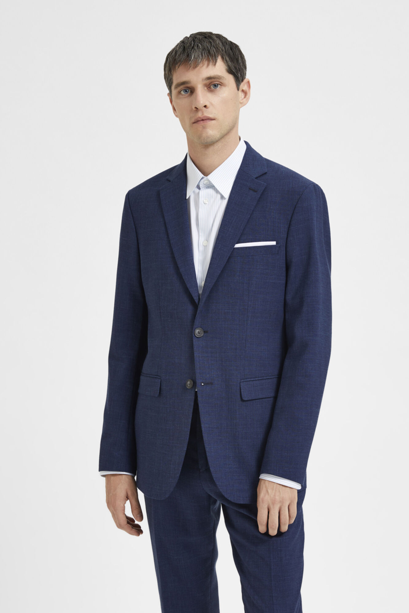Selected Blazer de linho slim fit Azul