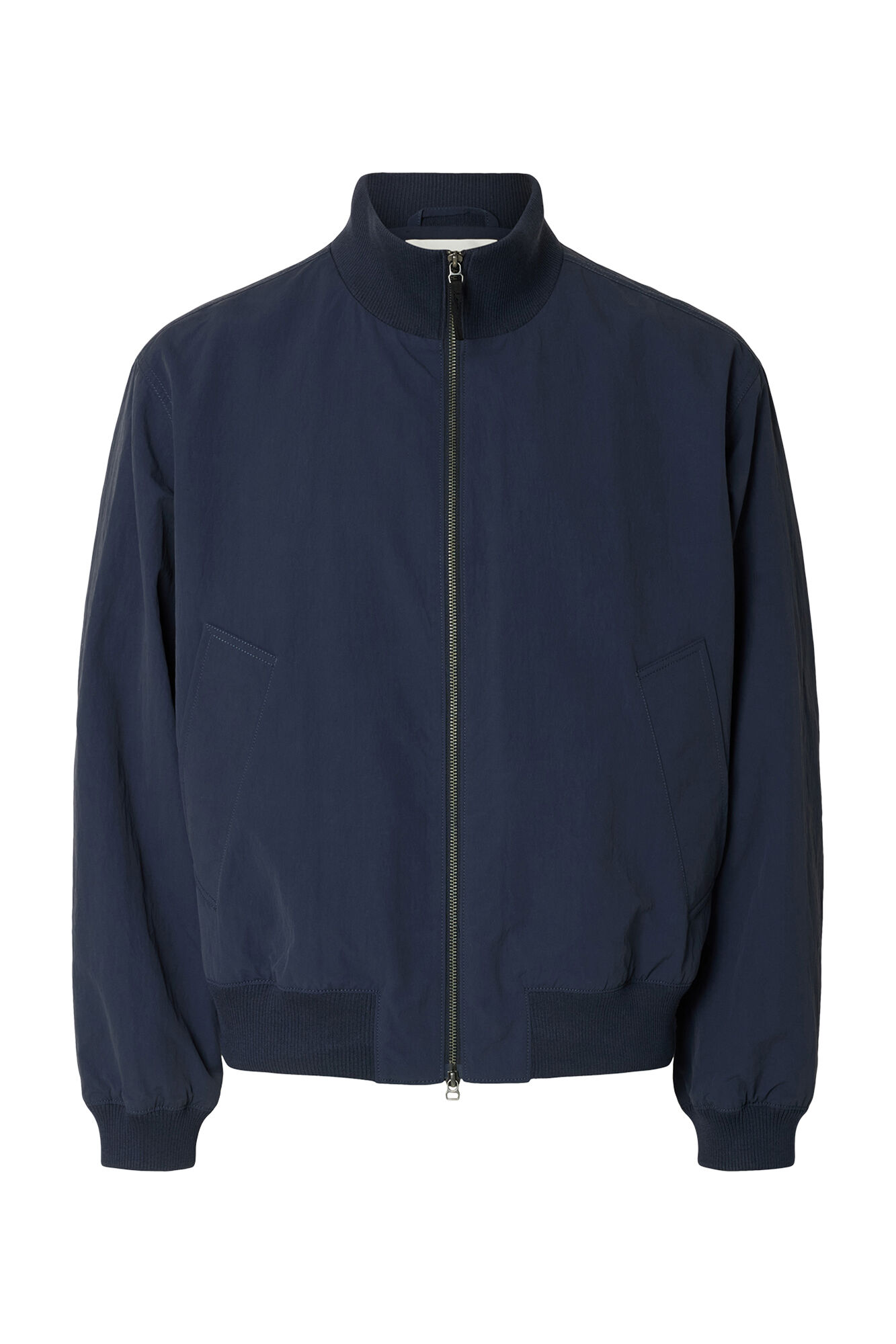 Selected Men's plain zip-fastening bomber jacket Navy