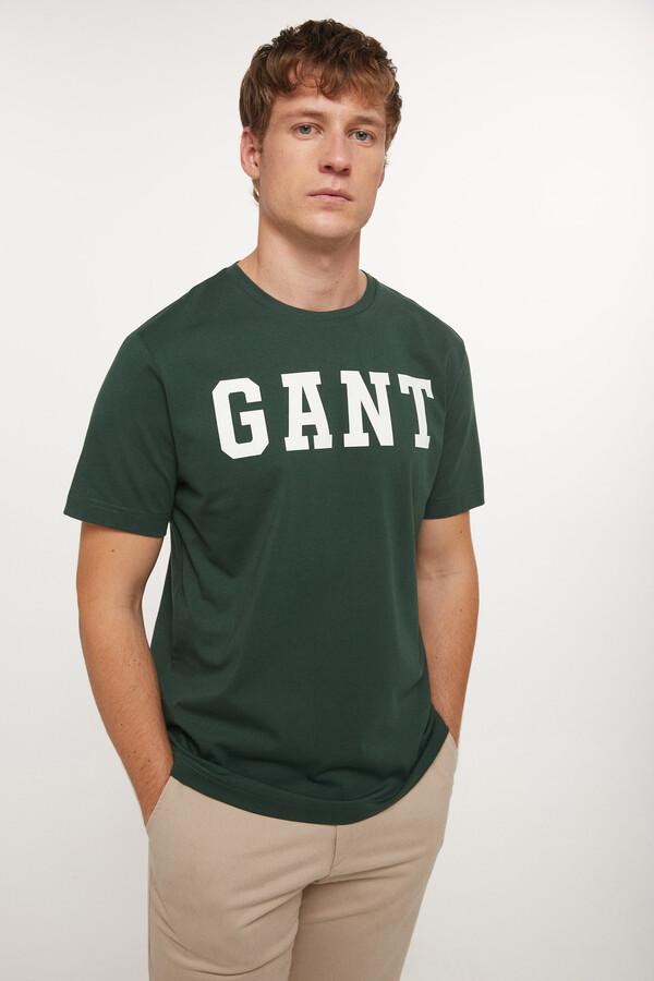 Cortefiel GANT Graphic T-Shirt Dark green