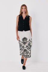 Cortefiel Printed straight skirt Printed beige