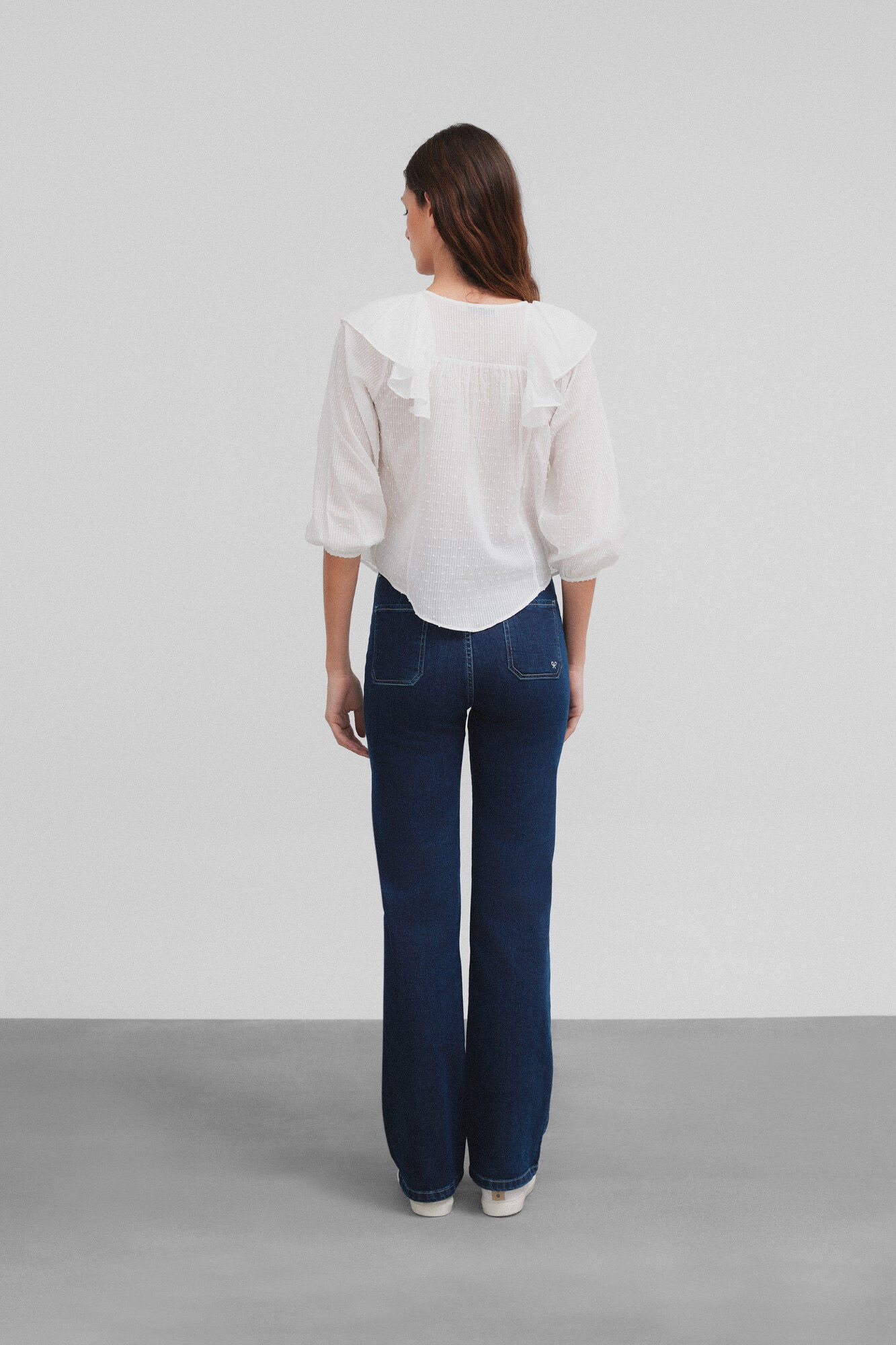 Silbon Blusa de folhos plumeti  Branco