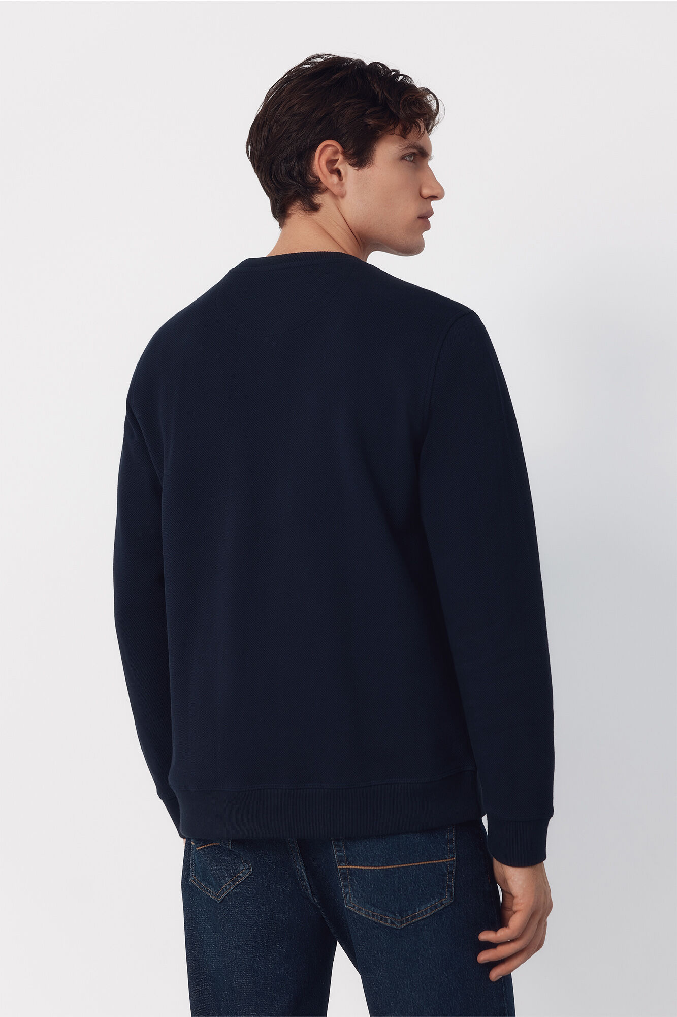 Cortefiel Textured crew neck sweatshirt Navy