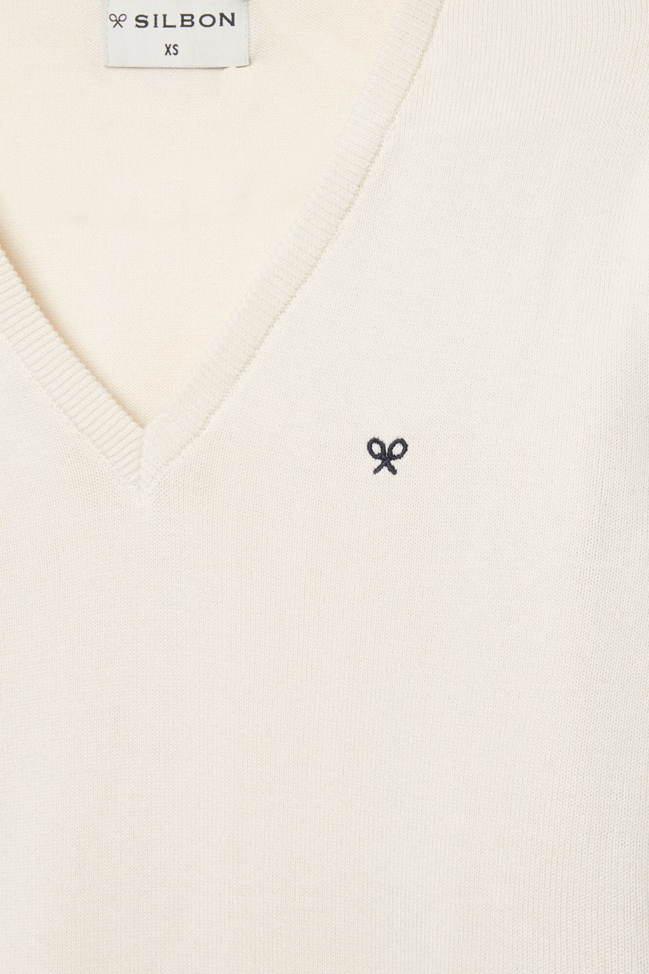 Silbon Jersey liso cuello pico retro beige claro Beige