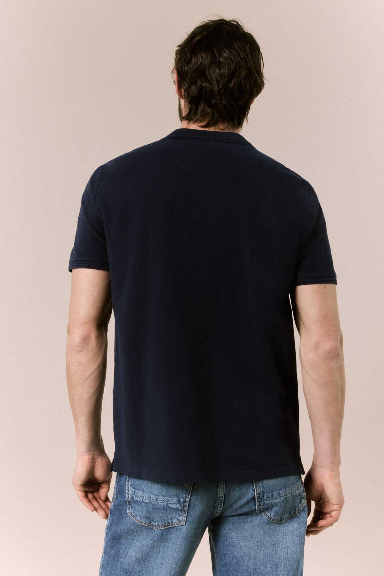 OOTO Polo b&aacute;sico em piqu&eacute; lavado Azul