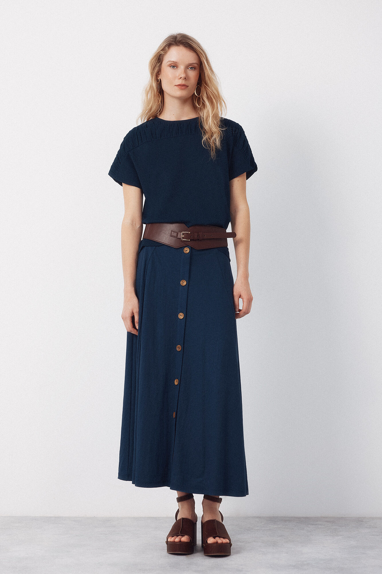 Cortefiel Midi circle skirt Navy