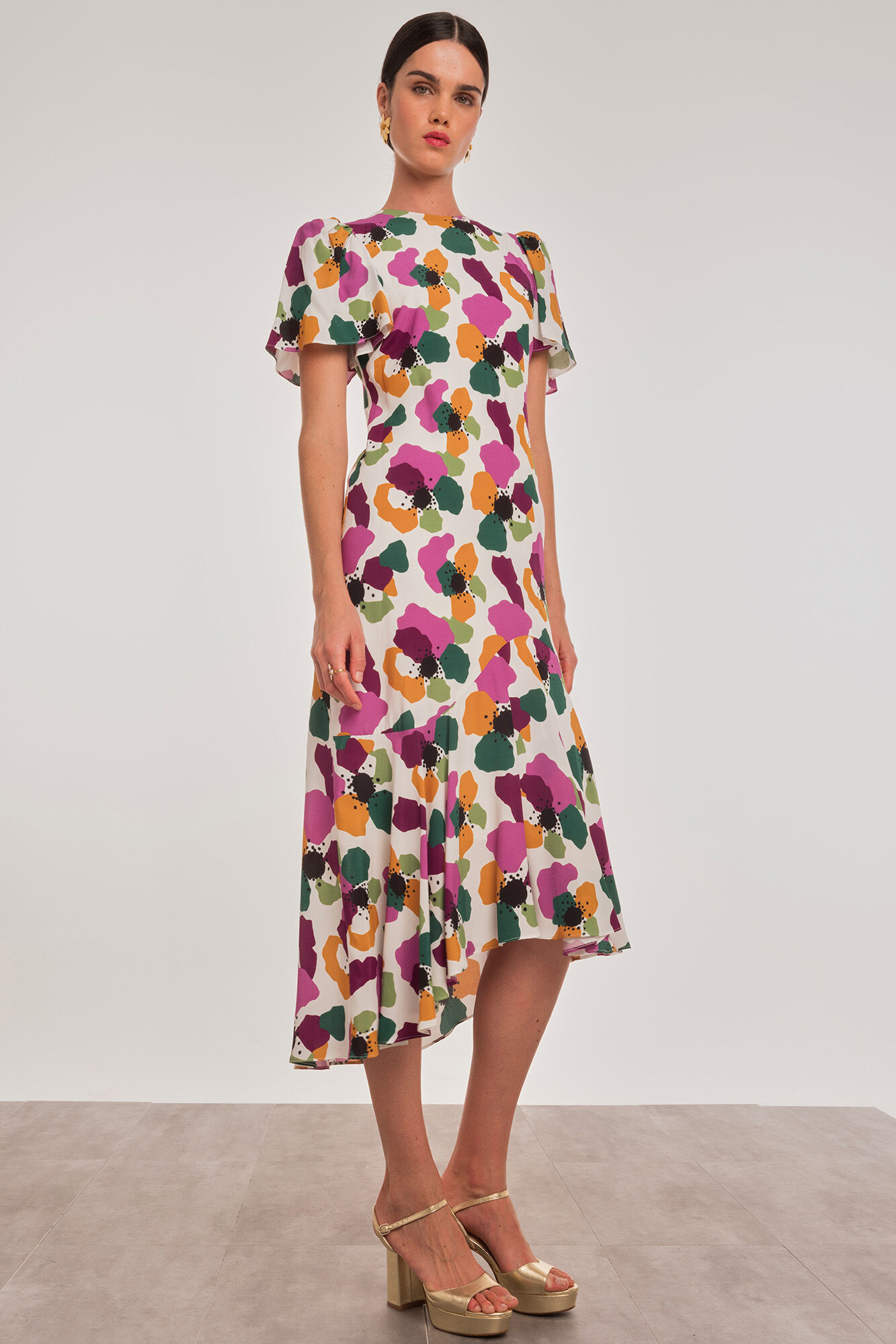 Dolores Promesas Vestido midi con volante Multicolor