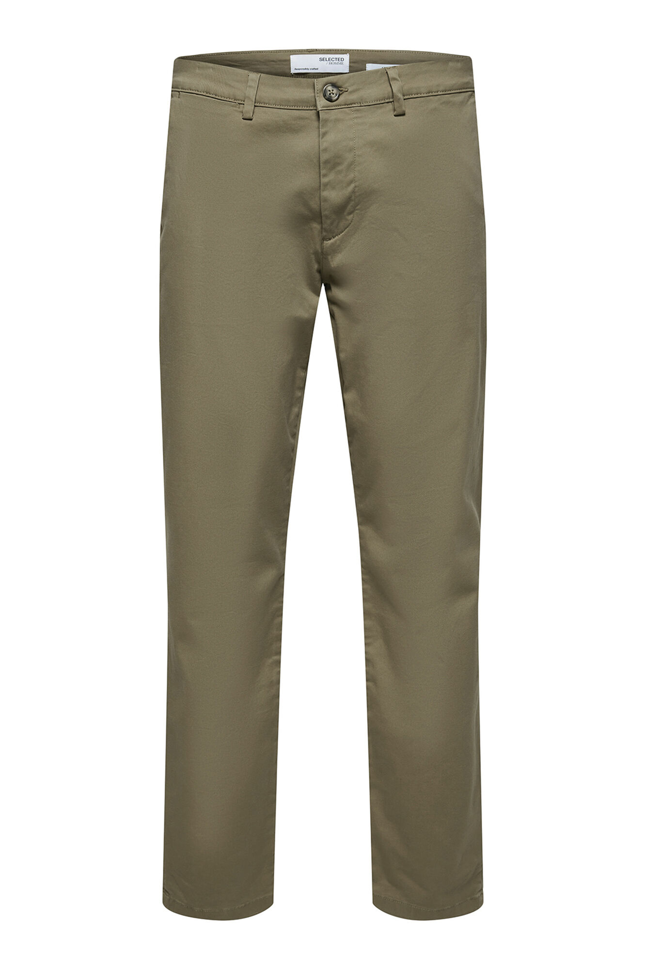 Selected Cal&ccedil;a cal&ccedil;as chino slim fit feita de algod&atilde;o org&acirc;nico  Castanho