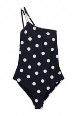 Cortefiel Asymmetric shaping swimsuit Printed white